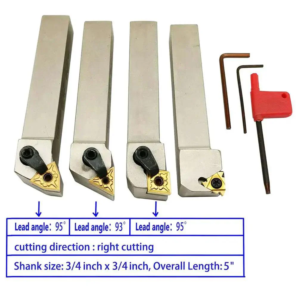 Beefed-Up 3/4 Inch CNC Lathe Tool Holder Set With Indexable Carbide Inserts Tin Coated For Heavy Duty Metal Lathe Work, WNMG431 CNMG431 TNMG331 16ER AG60 Includes MTJNR3/4 MWLNR3/4 MCLNR3/4 SER3/4 And Wrenches - Image 7