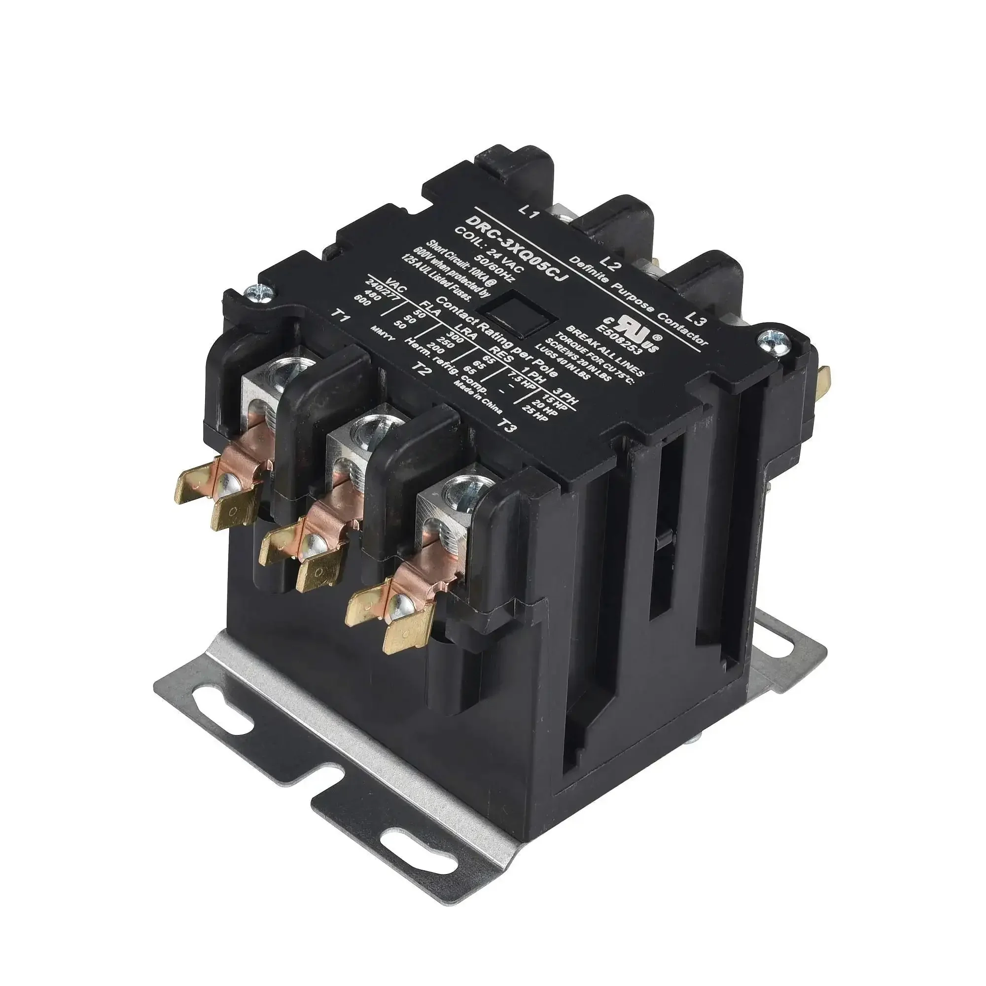 Beefed Up 50 Amp 3 Pole 120V Contactor With Class F Insulated Coil For HVAC Silver Cadmium Oxide Contacts UL 508 UL 60947 4 1 Ready A2L Compliant 42DF35AF Equivalent Durable 3 Pole DP Control Device - Image 2