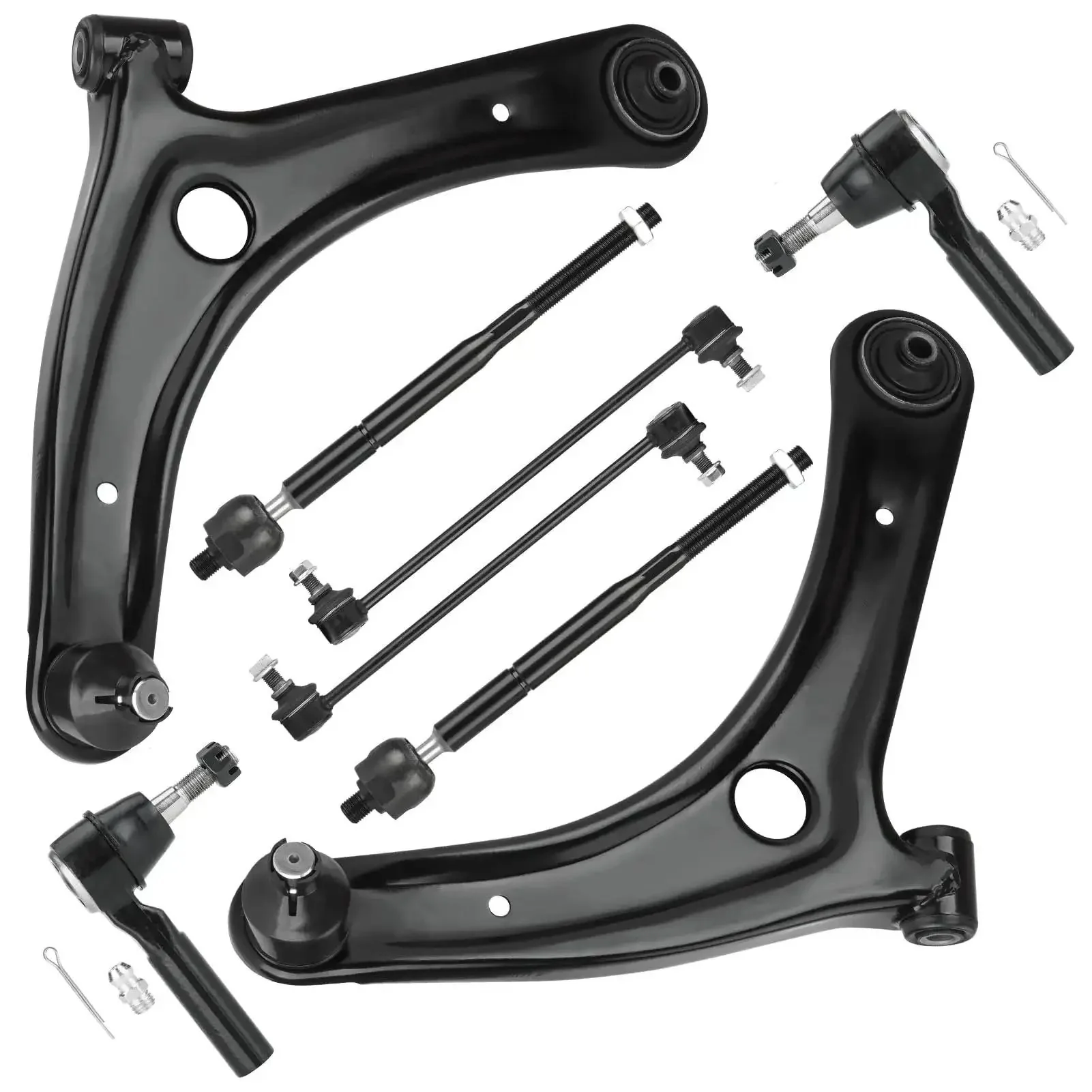 Beefed Up 8 Piece Front Suspension Lower Control Arms Kit With Ball Joints For Dodge Caliber 2009 2012 And Jeep Compass Patriot 2007 2017 Includes Sway Bar Links And Inner Tie Rod Ends