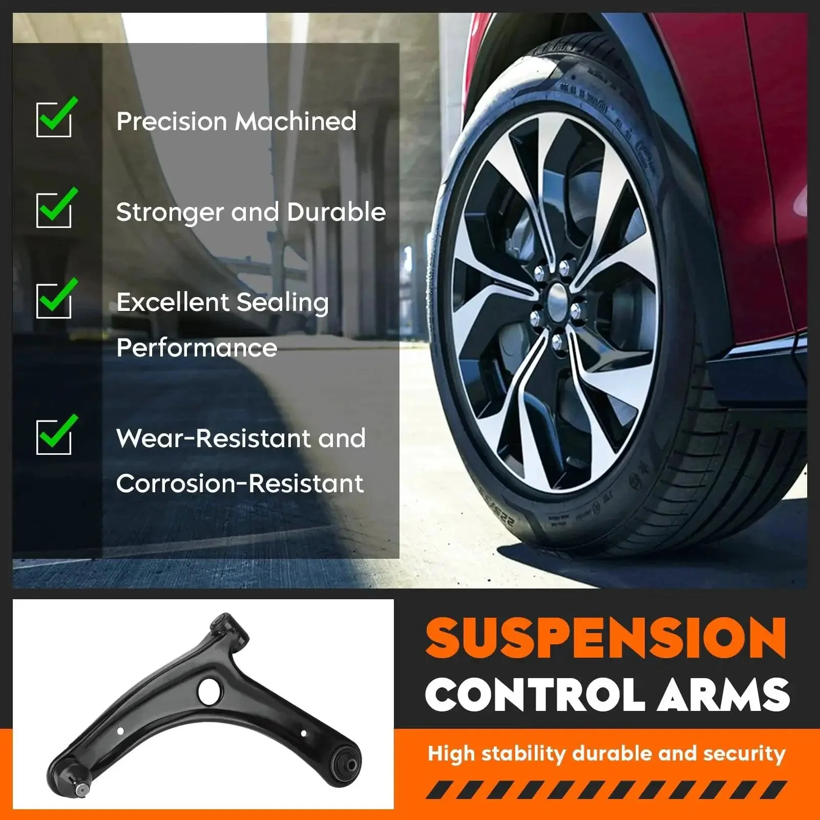 Beefed Up 8 Piece Front Suspension Lower Control Arms Kit With Ball Joints For Dodge Caliber 2009 2012 And Jeep Compass Patriot 2007 2017 Includes Sway Bar Links And Inner Tie Rod Ends - Image 4