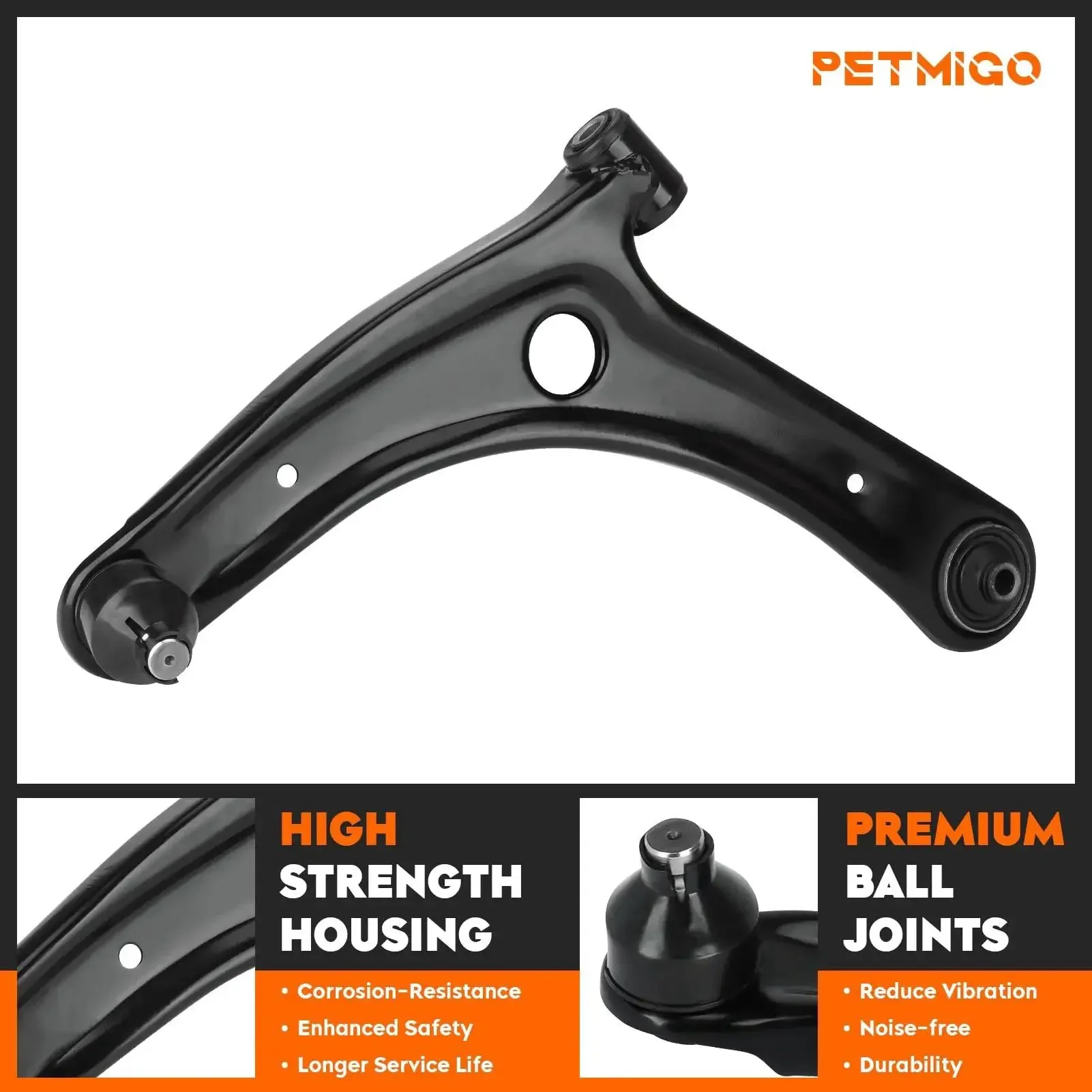 Beefed Up 8 Piece Front Suspension Lower Control Arms Kit With Ball Joints For Dodge Caliber 2009 2012 And Jeep Compass Patriot 2007 2017 Includes Sway Bar Links And Inner Tie Rod Ends - Image 6