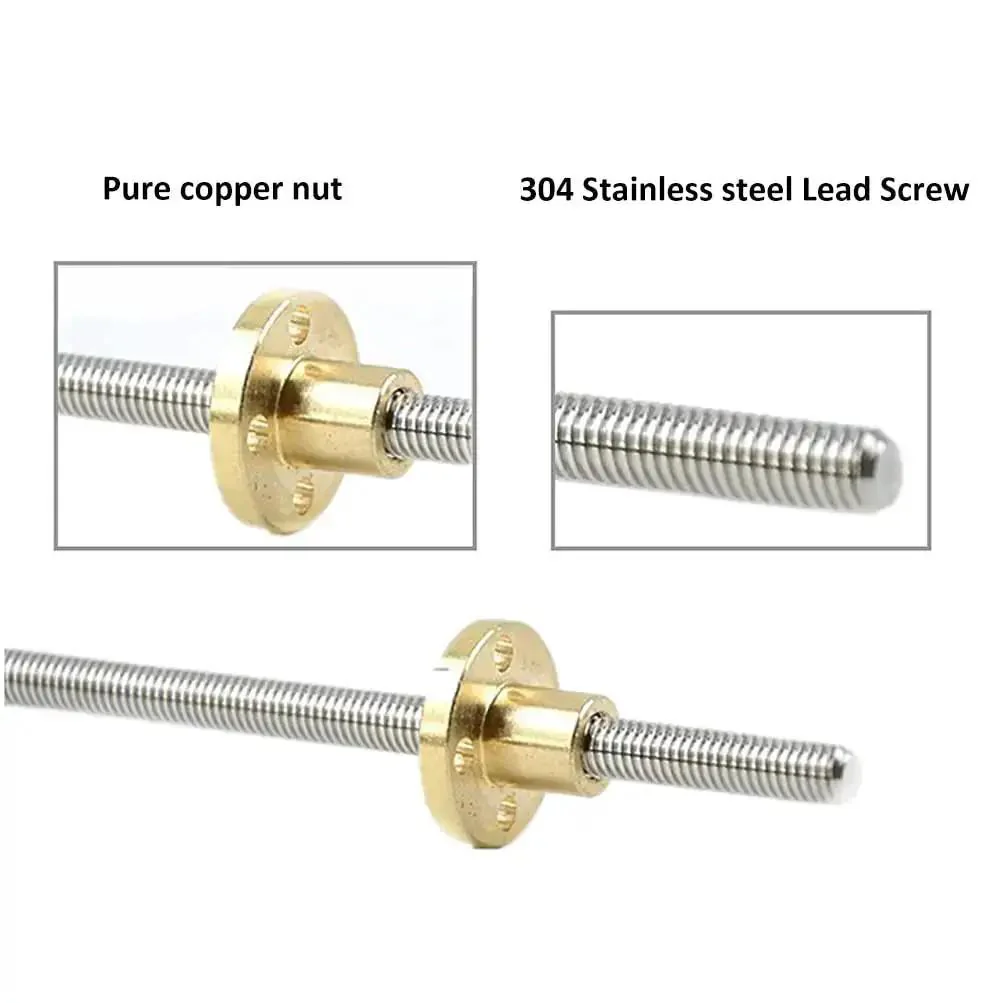 Beefed Up 8mm T8 Lead Screw 1000mm With Brass Nut For 3D Printer Z Axis Pitch 2mm Lead 8mm Stainless Steel Lead Screw Built For High Temp Durability And Smooth Motion - Image 5