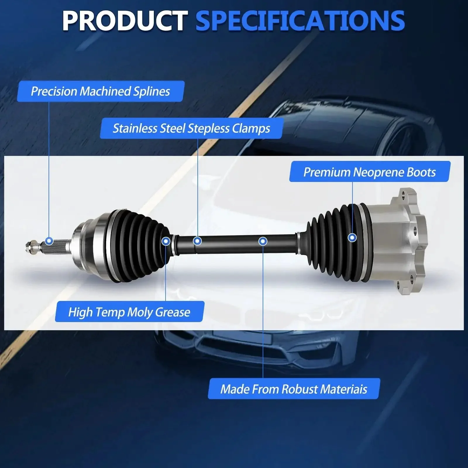 Beefed Up CV Axle Front Pair Fits Chevy Silverado 1500 Suburban Tahoe Avalanche GMC Yukon XL Sierra 1500 Cadillac Escalade ESV 2007 to 2020 Left and Right Joint Shaft Assembly Ready to Install - Image 4