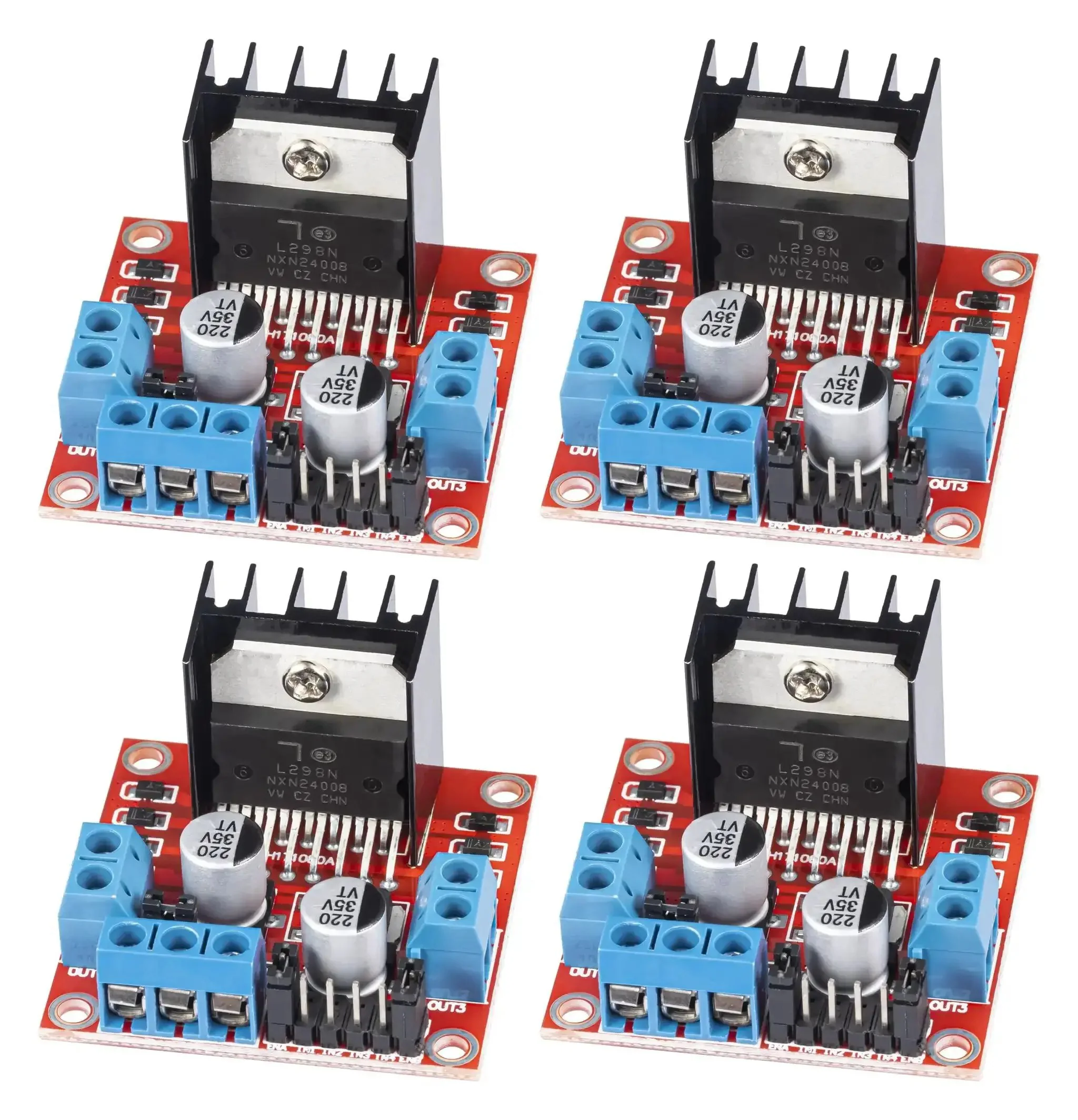Beefed Up Dual L298N H Bridge Motor Driver Module For Arduino Projects 5V To 35V Power Range Drives Two DC Motors Or Stepper Motors Compatible With UNO R3 Mega2560 For Smart Car Builds Pack Of Four
