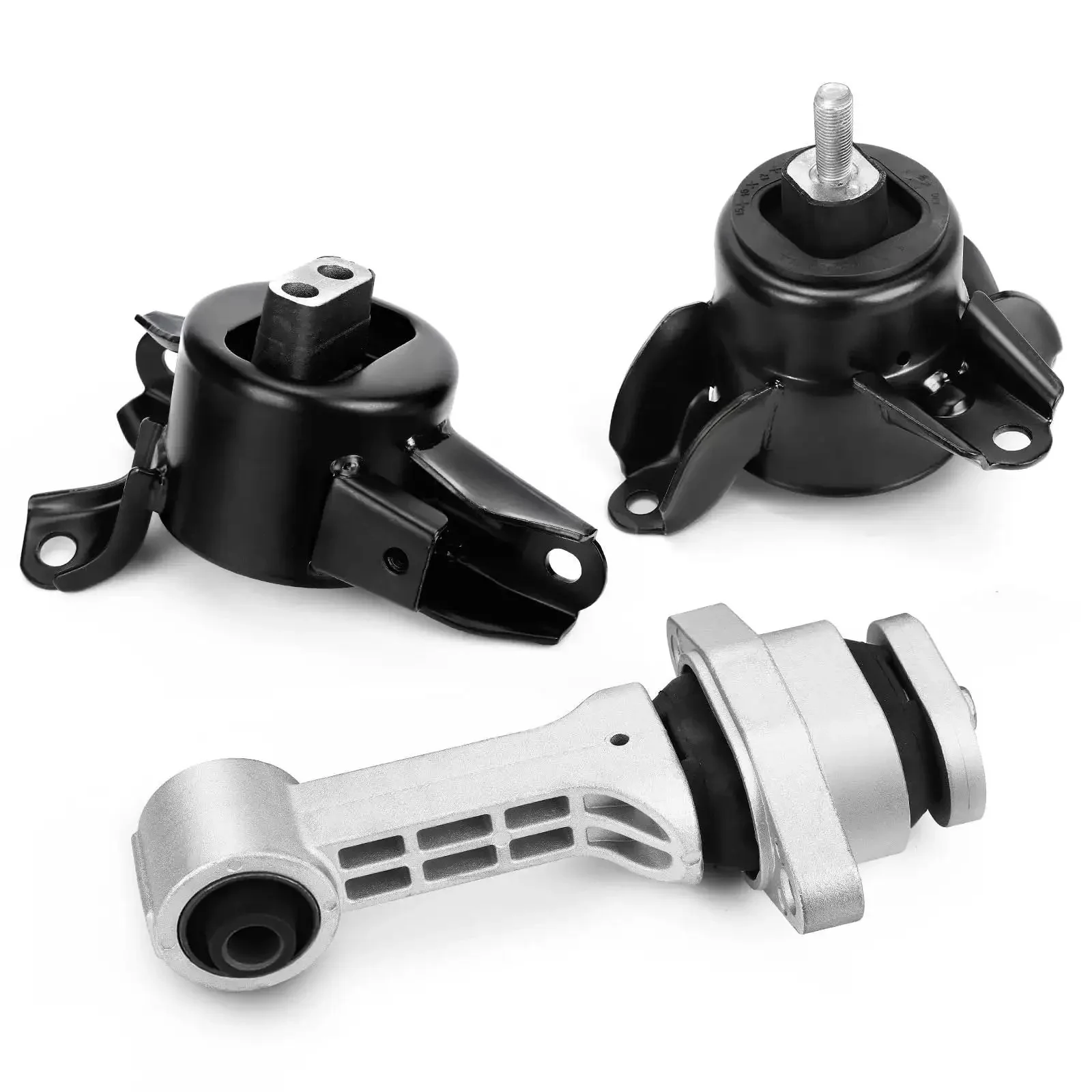 Beefed-Up Engine And Transmission Mount Kit For Hyundai Elantra 1.8L 2011-2016, Accent 1.6L 2012-2014, Veloster 1.6L 2012-2017, Rio 2012-2017, Forte 1.6L 2014-2016 Black Aluminum Iron Rubber Mounts For Smoother Powertrain And Quieter Ride