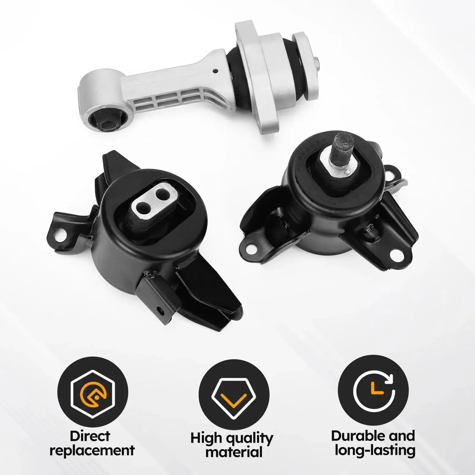 Beefed-Up Engine And Transmission Mount Kit For Hyundai Elantra 1.8L 2011-2016, Accent 1.6L 2012-2014, Veloster 1.6L 2012-2017, Rio 2012-2017, Forte 1.6L 2014-2016 Black Aluminum Iron Rubber Mounts For Smoother Powertrain And Quieter Ride - Image 4