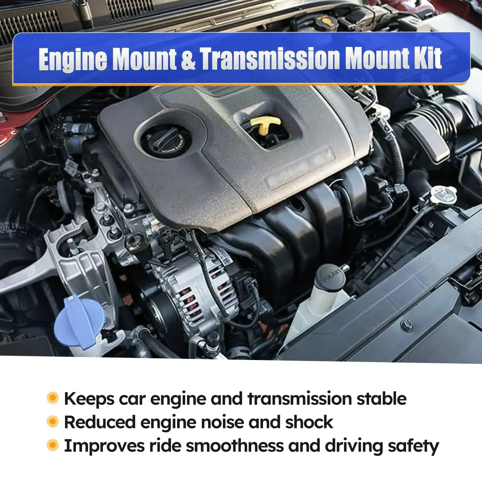 Beefed-Up Engine And Transmission Mount Kit For Hyundai Elantra 1.8L 2011-2016, Accent 1.6L 2012-2014, Veloster 1.6L 2012-2017, Rio 2012-2017, Forte 1.6L 2014-2016 Black Aluminum Iron Rubber Mounts For Smoother Powertrain And Quieter Ride - Image 6