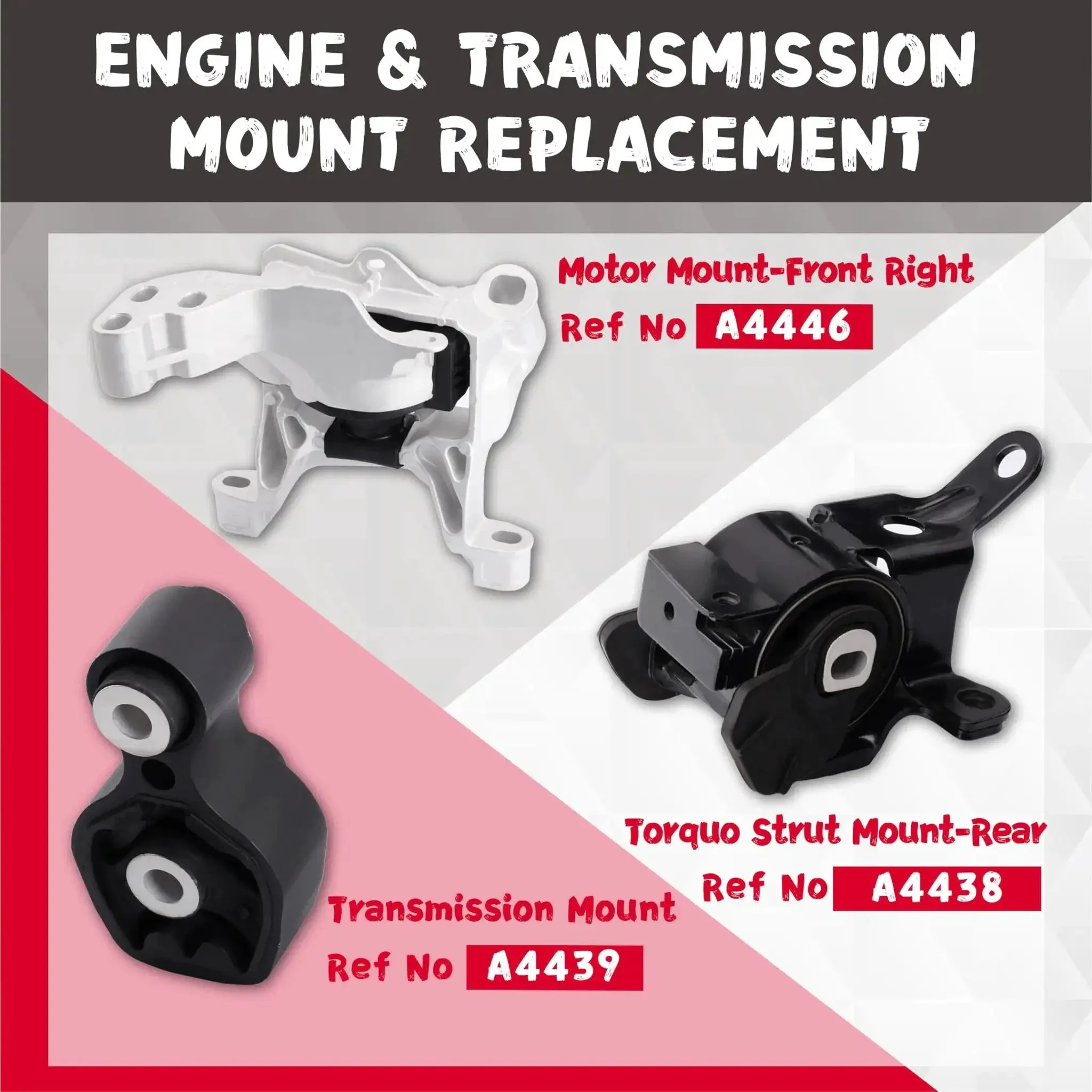 Beefed Up Engine And Transmission Mount Kit For Mazda 3 2014 2015 2016 2017 2018 2.0L And 2.5L Models Plus CX 5 2.5L Three Piece Set A4446 A4438 A4439 Heavy Duty Steel And Rubber Replacement - Image 7