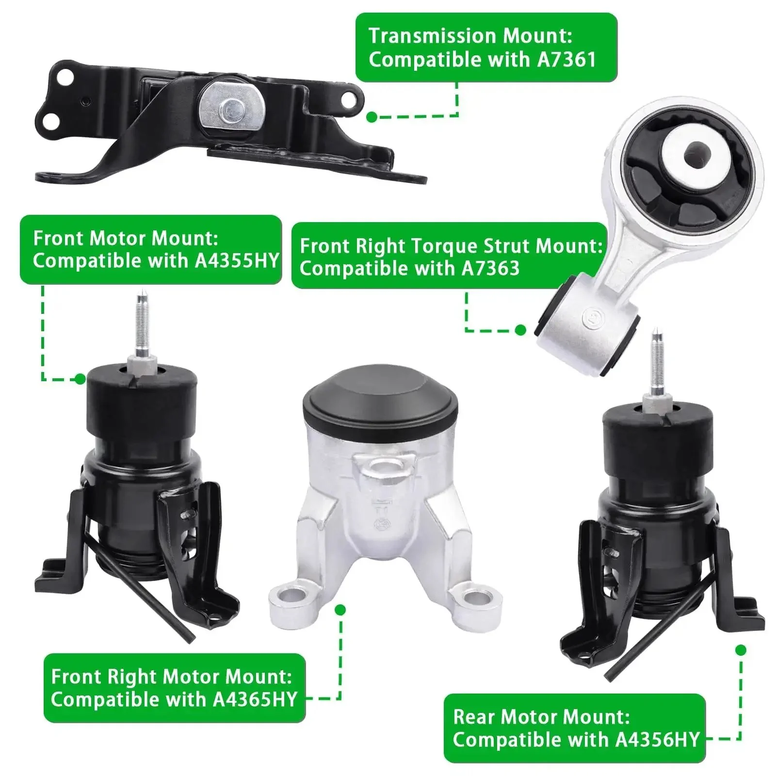 Beefed Up Engine And Transmission Mount Kit For Nissan Altima 2007 Through 2012 3 5L And Maxima 2009 Through 2014 3 5L Auto CVT Replacement Set Of 5 Premium OE Quality Heavy Duty Mounts - Image 7