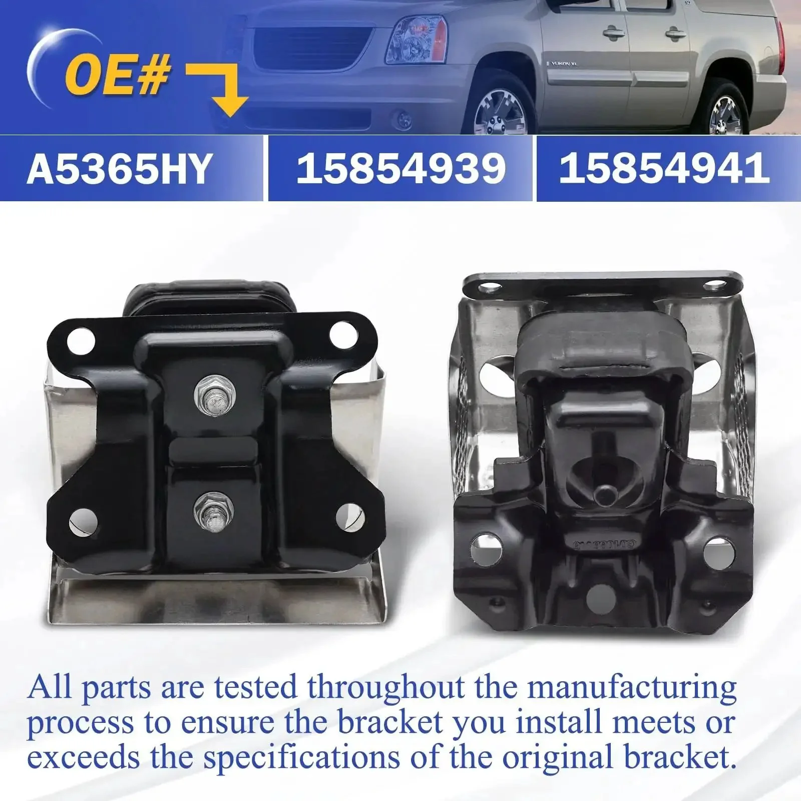 Beefed Up Engine Motor Mount With Heat Shield For 2007 To 2014 Chevy Tahoe Silverado Suburban Avalanche GMC Sierra Yukon Cadillac Escalade A5365HY OE Replacement 15854941 15854939 Black - Image 3