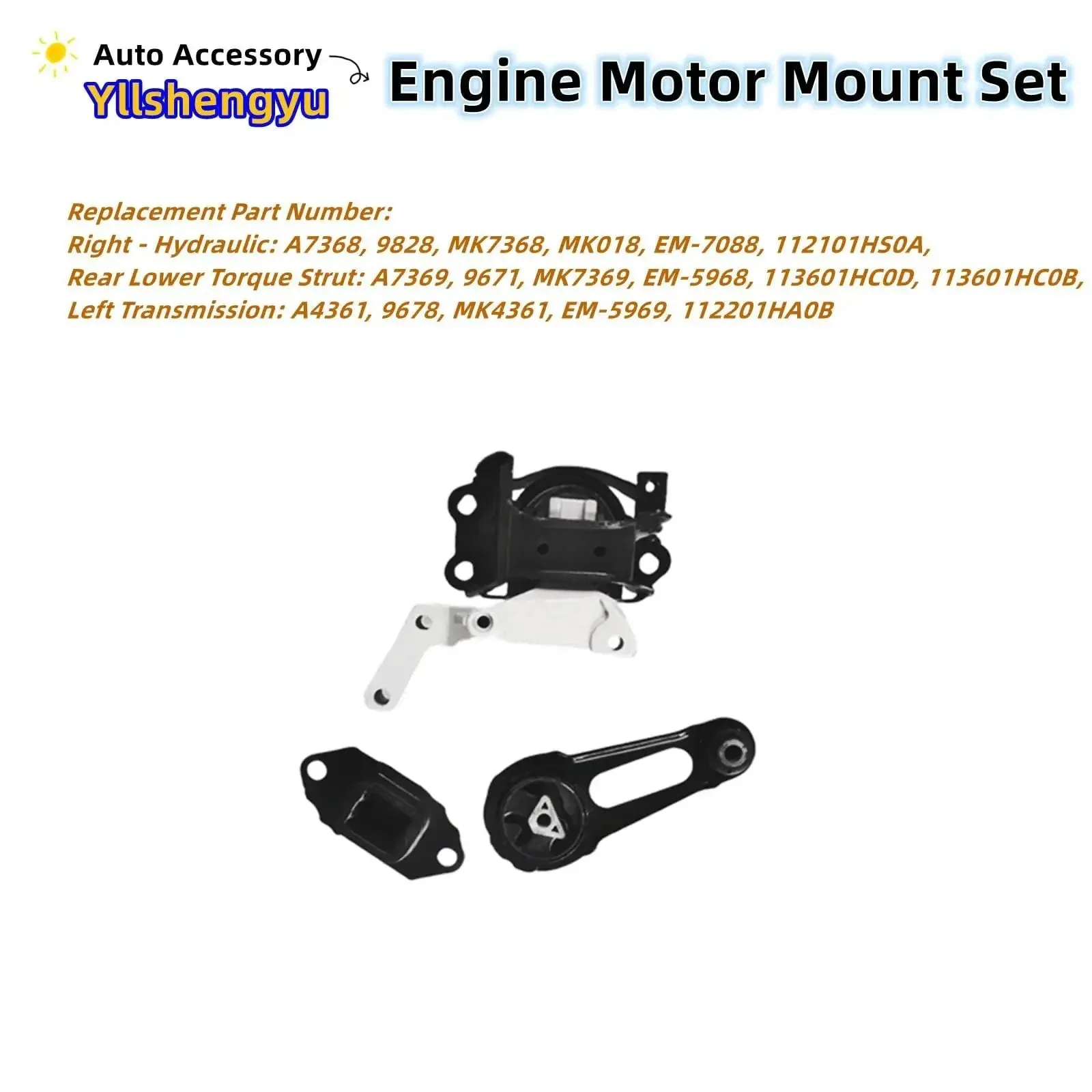 Beefed Up Engine Mount Kit 3 Piece For Nissan Versa 2012 To 2019 Sedan And Versa Note 2014 To 2019 Hatchback 1.6L L4 Replaces OEM A7368 A7369 A4361 Includes Front Right Hydraulic Motor Mount Front Lower Torque Strut Mount And Left Transmission Mount - Image 4