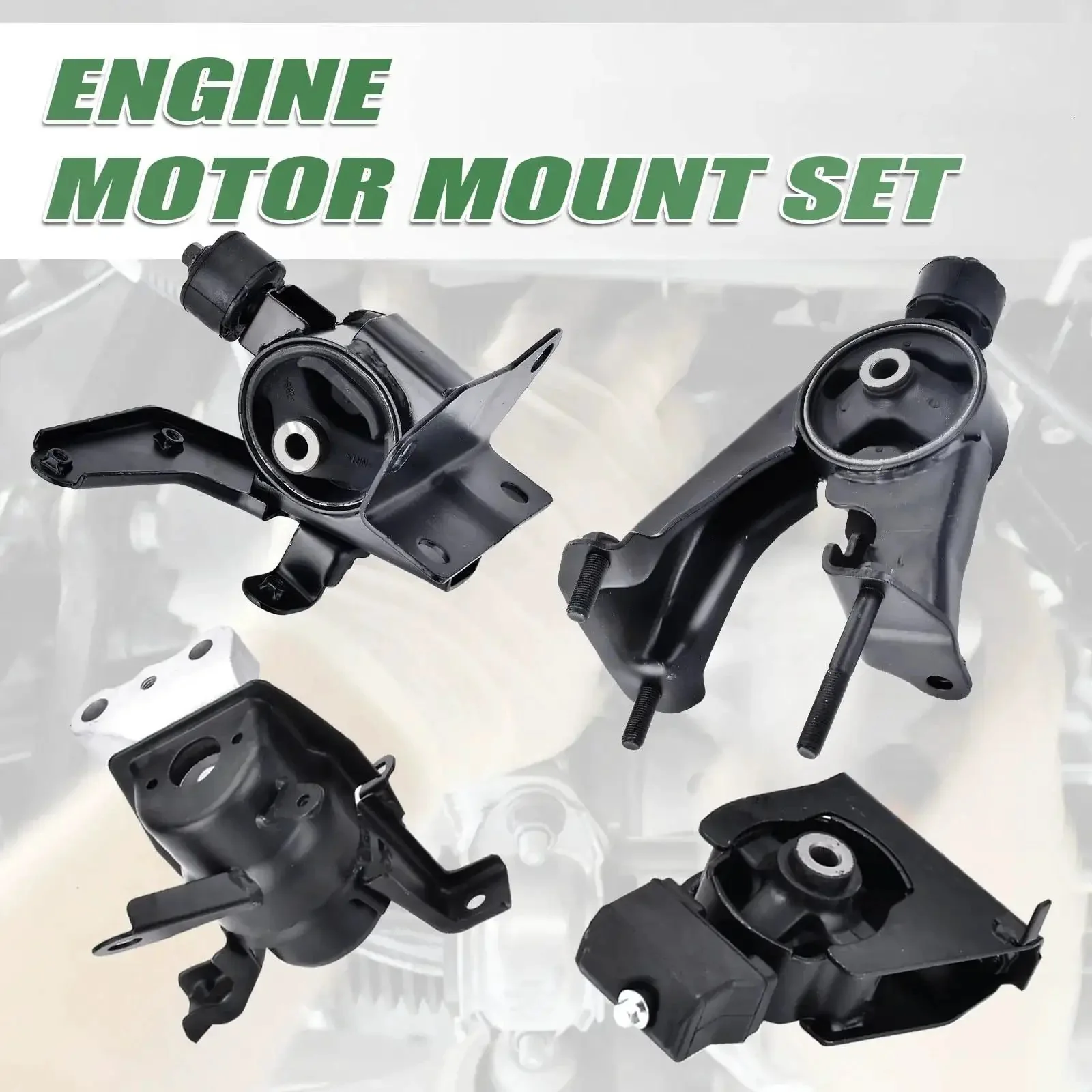 Beefed-Up Engine Mount Kit For Toyota Corolla Matrix And Pontiac Vibe 1.8L 2009-2013 And 2009-2010 Direct OE Replacement A62027 A62039 A62015 A62023 Heavy-Duty Iron Construction For Durability Quiet Ride Reduced Vibration - Image 2