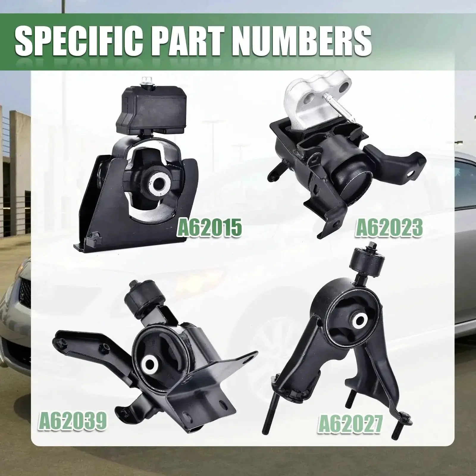 Beefed-Up Engine Mount Kit For Toyota Corolla Matrix And Pontiac Vibe 1.8L 2009-2013 And 2009-2010 Direct OE Replacement A62027 A62039 A62015 A62023 Heavy-Duty Iron Construction For Durability Quiet Ride Reduced Vibration - Image 4