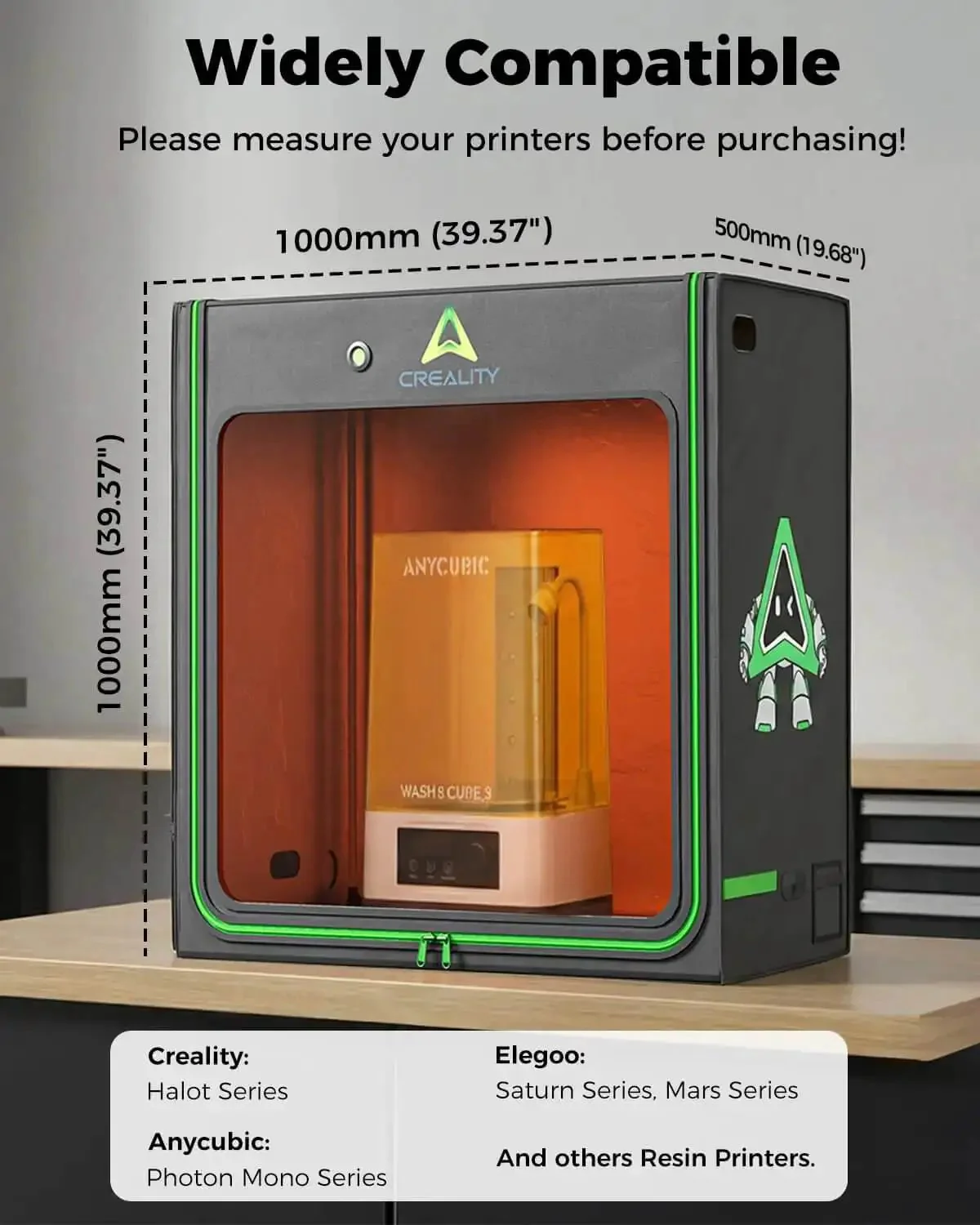 Beefed Up Extra Large Resin 3D Printer Enclosure With Fan Interface And Temperature Control 1000x500x1000mm Interior Dustproof And Noise Reducing Shield 3D Print Cover For LCD Resin UV Printers Safe Clean And Efficient Housing - Image 6