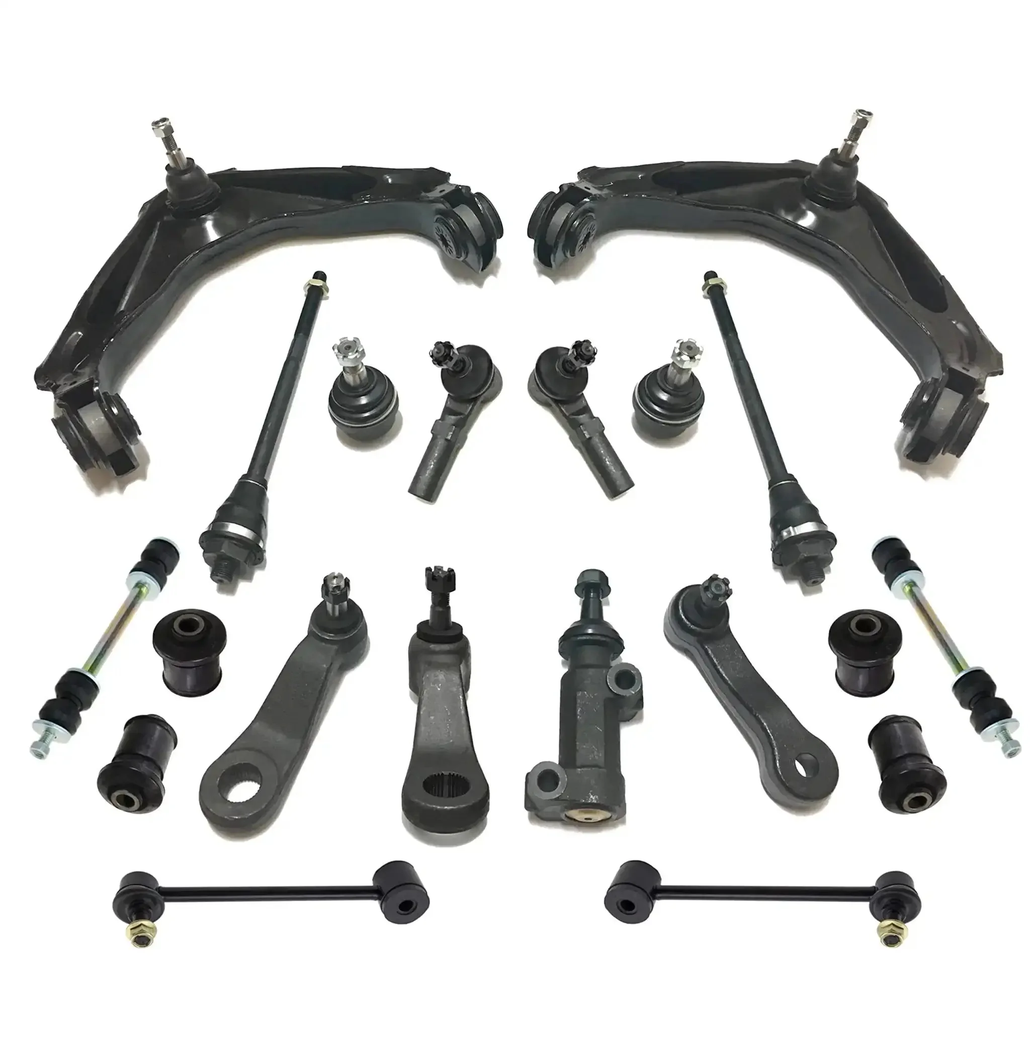 Beefed-Up Front And Rear Suspension Kit With Upper Control Arms Lower Ball Joints Sway Bar End Links Tie Rod Ends And Pitman Idler Arms With 3 And 4 Groove Spline For Chevy Suburban 2500 2001-2010 And Hummer H2 2003-2007 Direct Fit