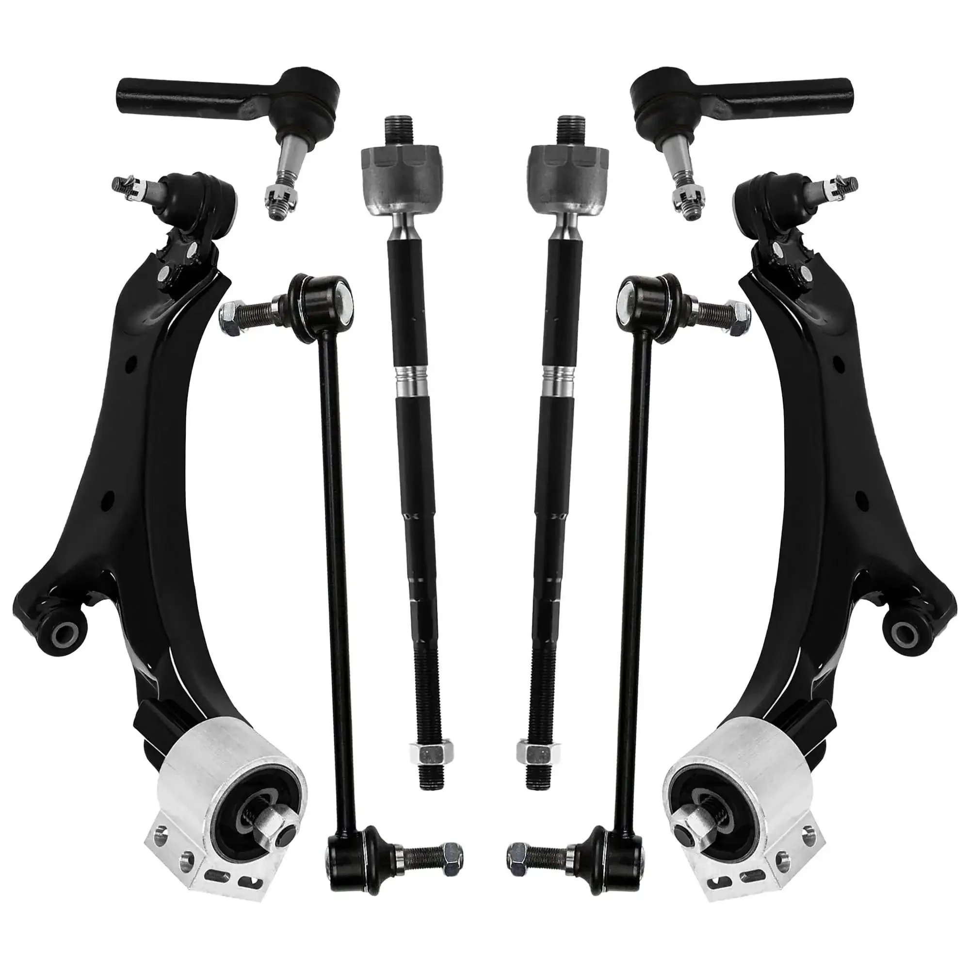 Beefed Up Front Suspension Control Arm Kit For Chevy Equinox And GMC Terrain 2010 Through 2017 V6 3.0L 3.6L Includes Front Lower Control Arms Sway Bar Links Inner And Outer Tie Rod Ends