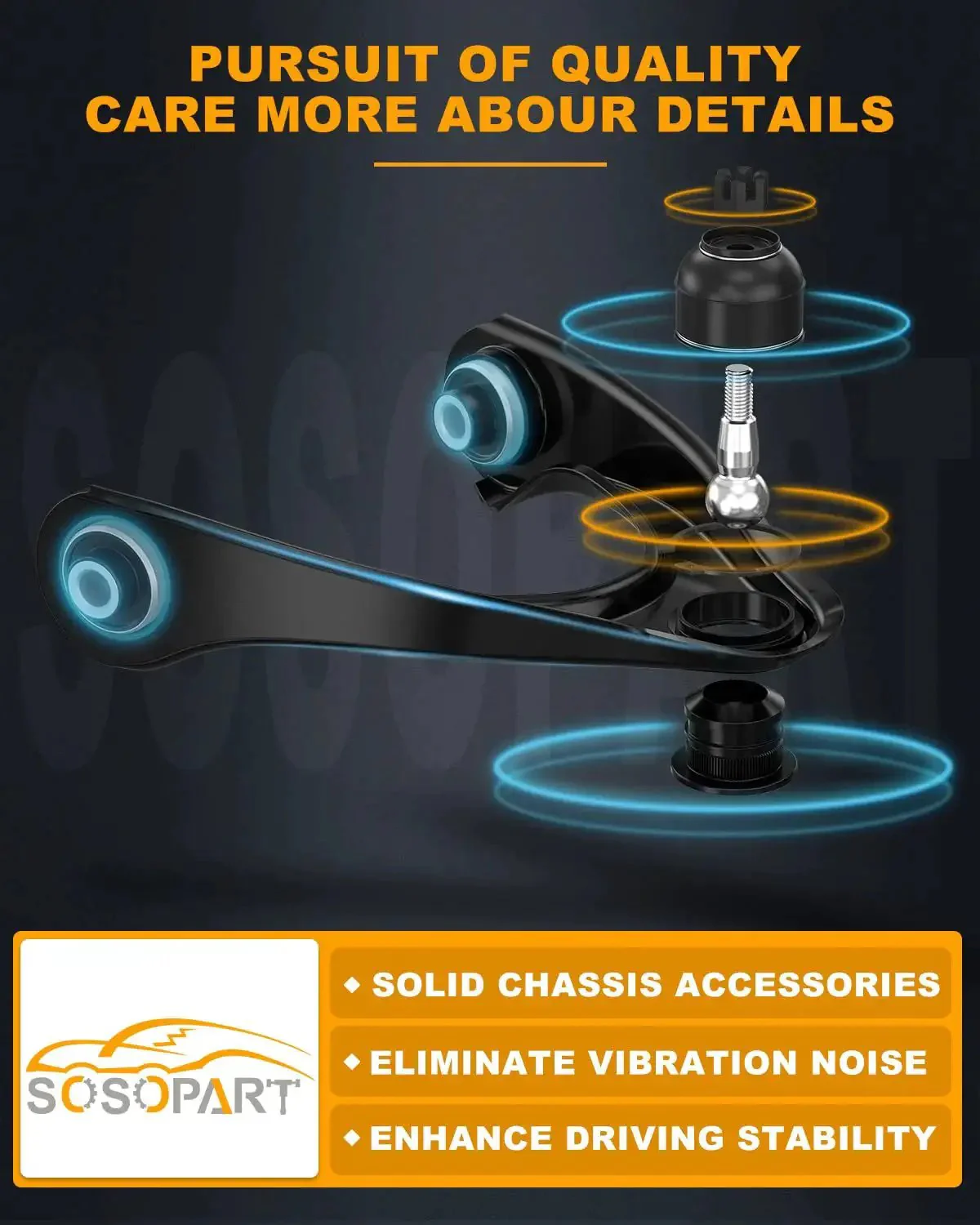 Beefed Up Front Suspension Kit 6Pc Set With Sway Bar Lower Control Arm And Ball Joint Replacement For Lexus ES300 ES330 RX330 RX350 RX400h And Toyota Avalon Camry Highlander Solara - Image 4