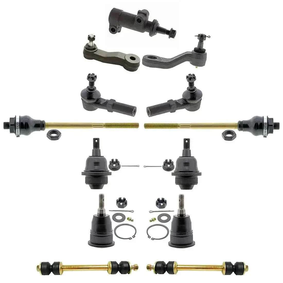 Beefed Up Front Suspension Kit For Sierra 3500 2001 2006 8.1L V8 Includes Pitman Arm Idler Arm Idler Arm Bracket Ball Joints Sway Bar Links Tie Rod Ends And 3 Groove Spline Front End Replacement 2 Pack
