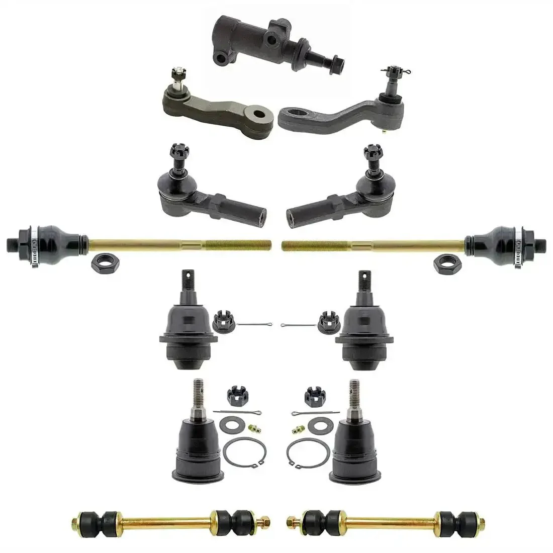 Beefed Up Front Suspension Kit With Tie Rod End Idler Arm Pitman Arm Idler Arm Bracket Ball Joint Sway Bar Link For Sierra 3500 2001-2006 6.6L V8