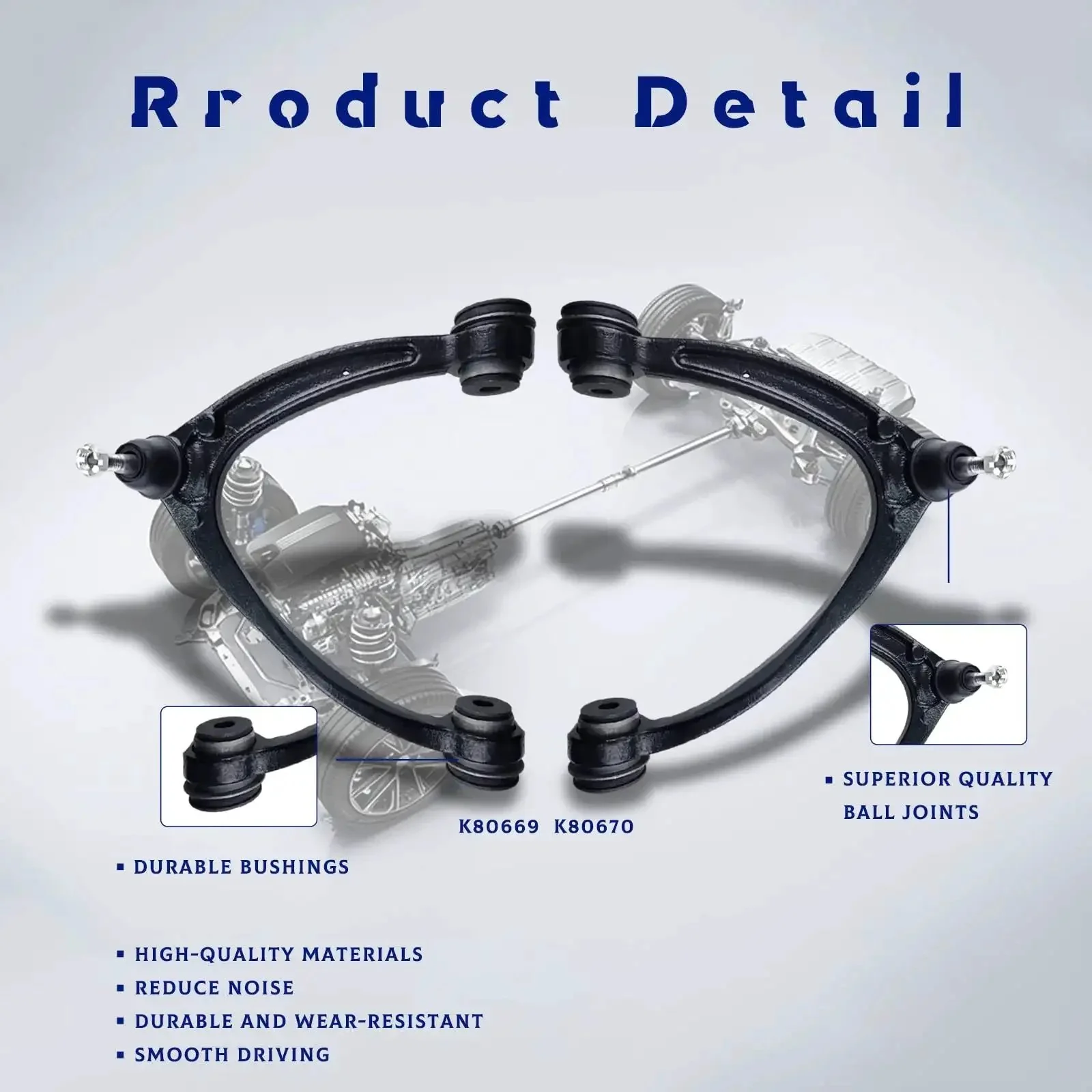Beefed Up Front Upper Left And Right Control Arm Kit With Ball Joints Replacement For Chevy Silverado 1500 Suburban 1500 Tahoe Yukon XL 1500 Avalanche Cadillac Escalade GMC Sierra 1500 - Image 4