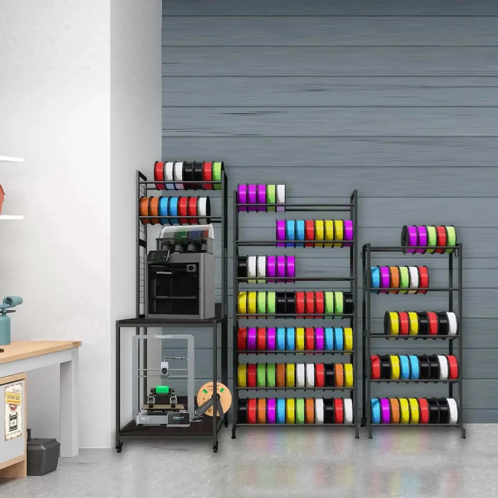 Beefed Up Heavy Duty 3D Printer Stand With Double Layer Filament Storage Rack On Wheels Mobile Studio Office Printer Table For Easy Storage And Organization Of Large Machines - Image 2