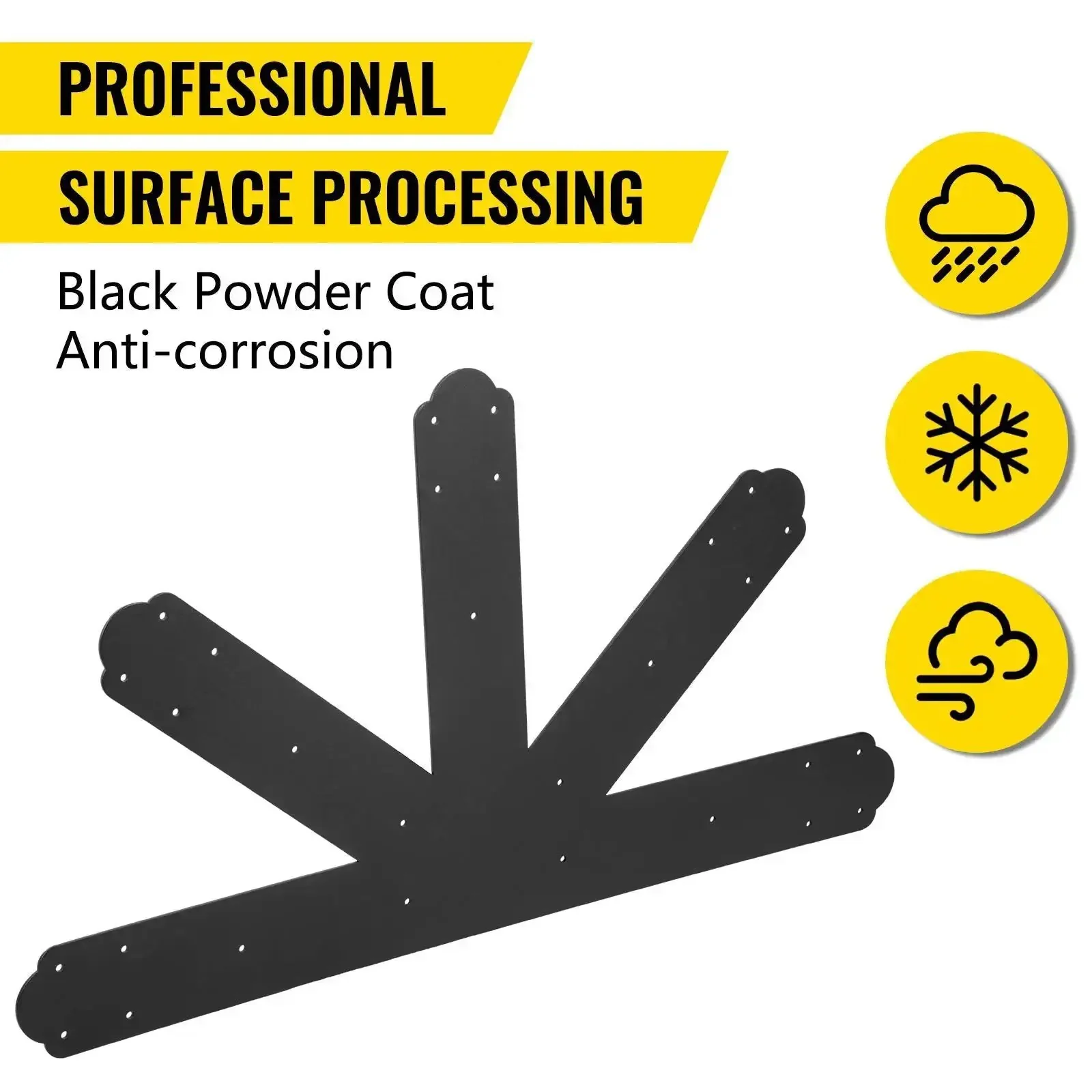 Beefed Up Heavy Duty Black Powder Coated Gable Plate And 12 By 12 Pitch Gable Bracket Set With 4 mm Steel Truss Nail Plates Decorative Beam Corner Plate With Bolts For Wooden Beams Rust Resistant Easy Install And Strong Joint Support - Image 8