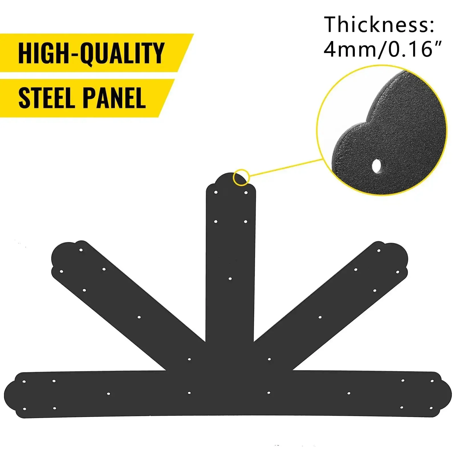 Beefed Up Heavy Duty Black Powder Coated Gable Plate And 12 By 12 Pitch Gable Bracket Set With 4 mm Steel Truss Nail Plates Decorative Beam Corner Plate With Bolts For Wooden Beams Rust Resistant Easy Install And Strong Joint Support - Image 9