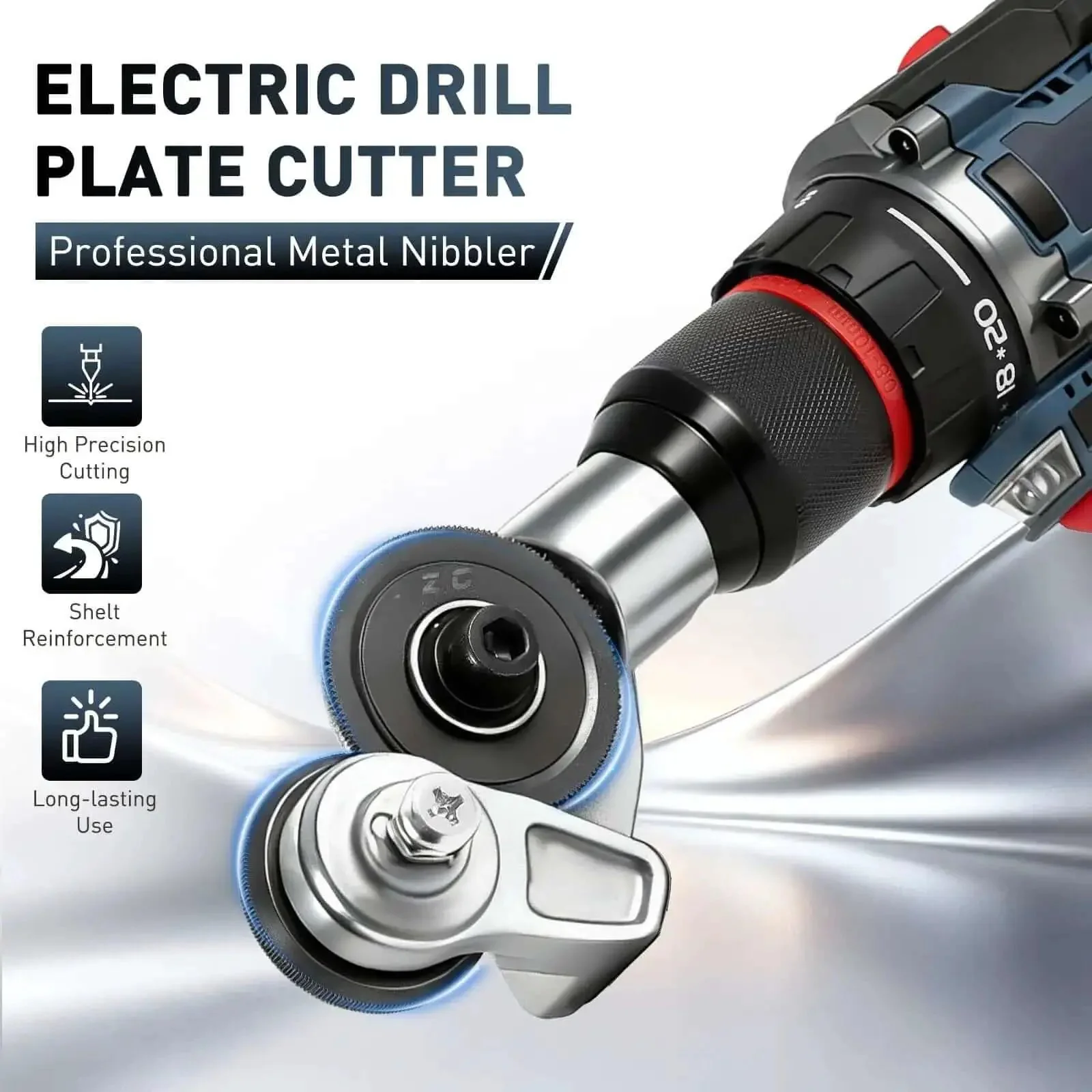 Beefed-Up Heavy Duty Metal Nibbler Drill Attachment For Quick Clean Cuts In Iron, Steel, Aluminum, Copper And Plastic Panels With Double Cut Nibbler For Smooth Edges And No Burrs Or Sparks - Image 8