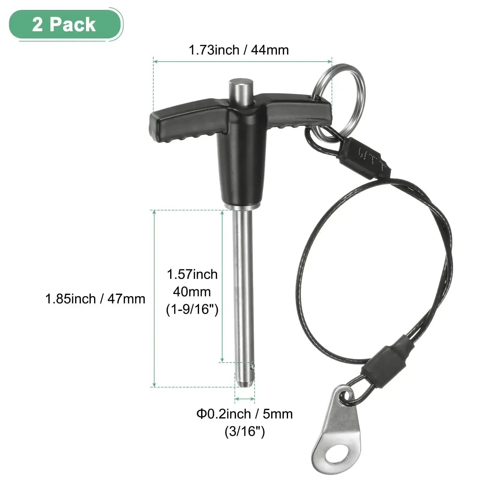 Beefed-Up Heavy Duty T-Handle Quick Release Lock Pins 3/16 Inch Diameter by 1 9/16 Inch Length With Lanyard Cable 304 Stainless Steel Perfect For Speaker Rigs Aviation Gear Gym Machines And Industrial Equipment - Image 6
