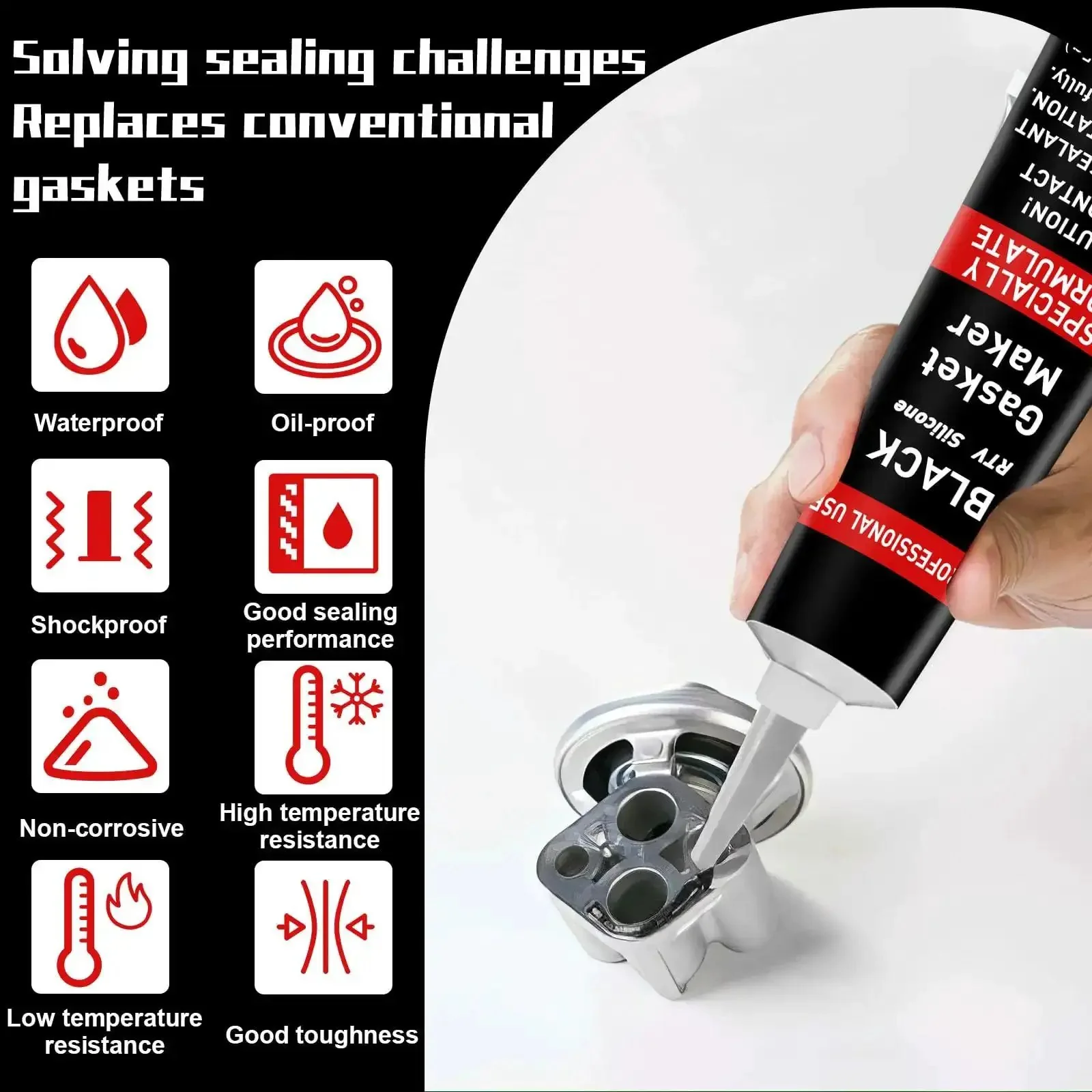 Beefed-Up High Temperature RTV Silicone Gasket Maker Sealant Black, Shockproof And Leakproof For Engines, Transmissions, Superchargers, And All Gasket Types - Image 5
