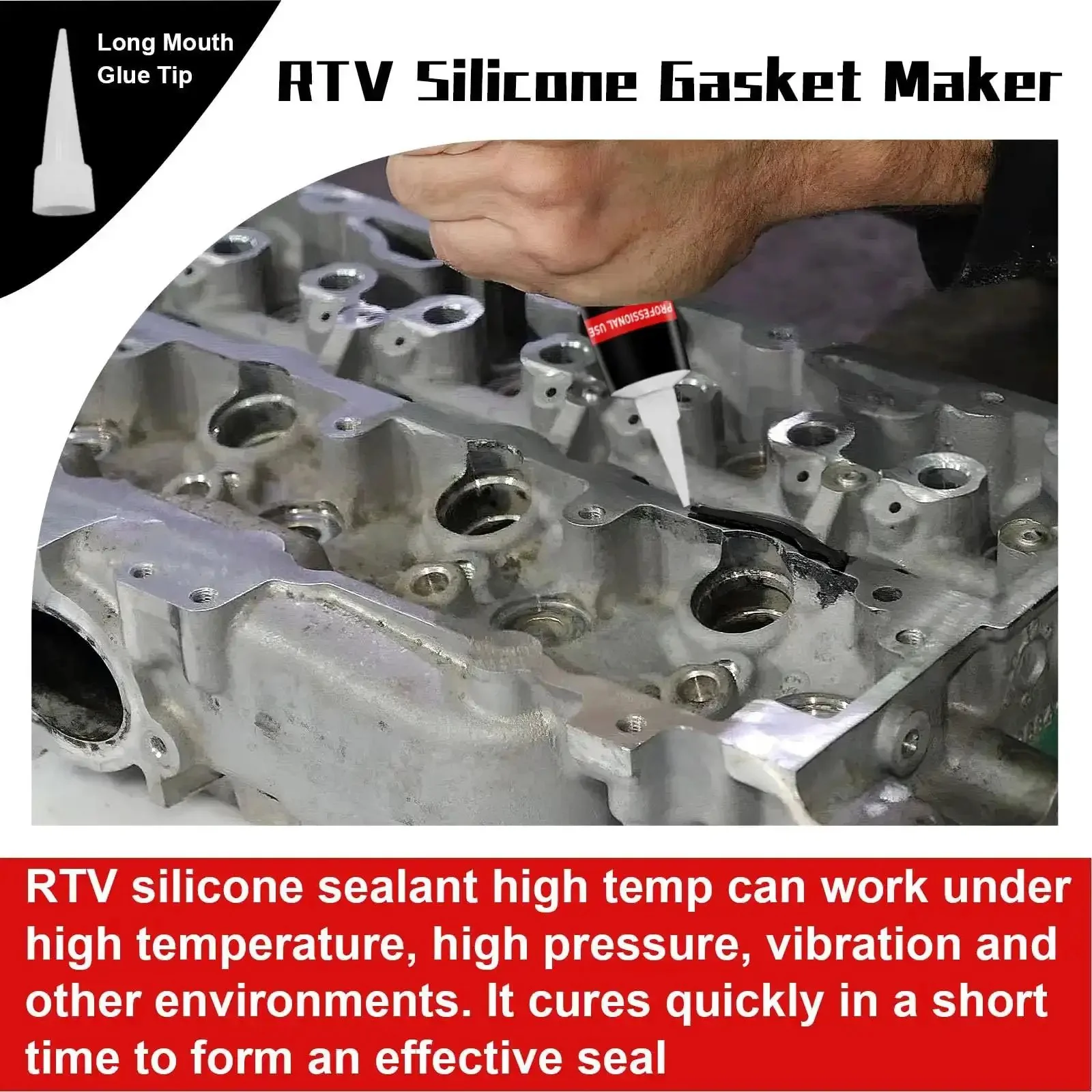 Beefed-Up High Temperature RTV Silicone Gasket Maker Sealant Black, Shockproof And Leakproof For Engines, Transmissions, Superchargers, And All Gasket Types - Image 7