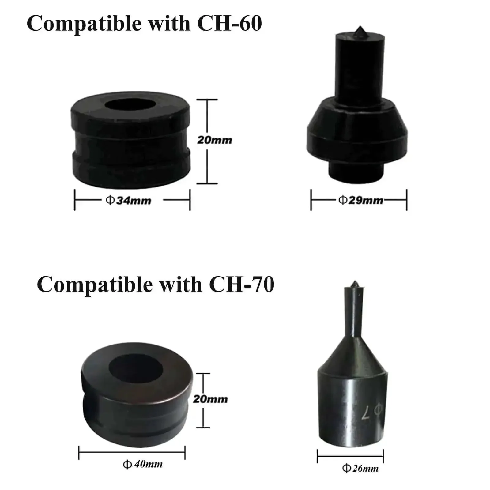 Beefed-Up Hydraulic Round Hole Punch Die Set For Metal Stamping And Sheet Metal Work Pro Grade Heavy Duty Punch Kit With Durable Alloy Steel Dies Perfect Fit For CH-70 And CH-60 Machines Replacement Die Set - Image 2
