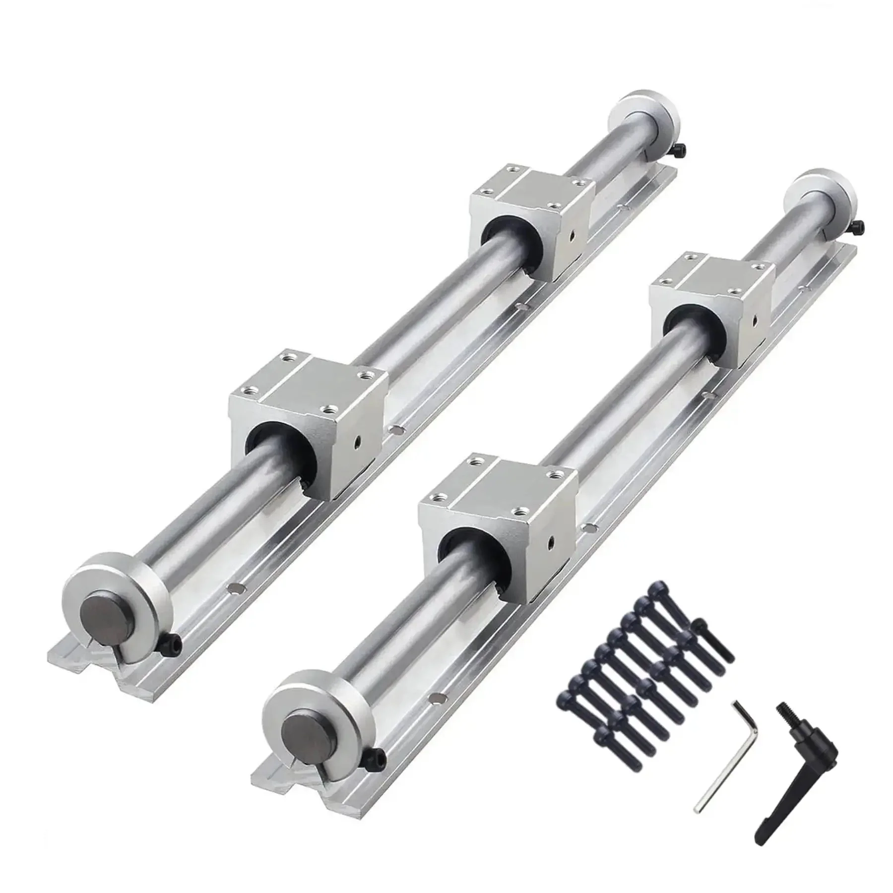 Beefed Up Linear Rail Kit 1500mm SBR16 Fully Supported With 4 SBR16UU Blocks And 4 Fixing Rings For DIY CNC XY Z Linear Actuator Projects Gantry Build Or Milling Setup For Accurate Motion And Easy Assembly
