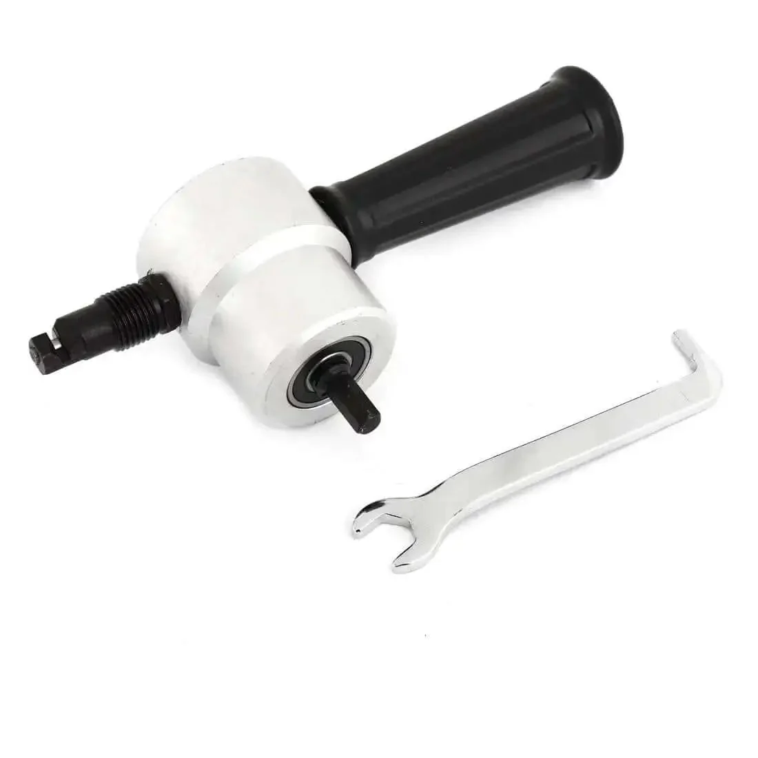 Beefed Up Nibbler Cutter Drill Attachment For Metal Sheets Black Silver Tone Double Head Nibbler Tool With 7.4mm Cut Diameter And 27mm Shank 18x5.1x7.8cm Compact Size For Brass Aluminum Stainless
