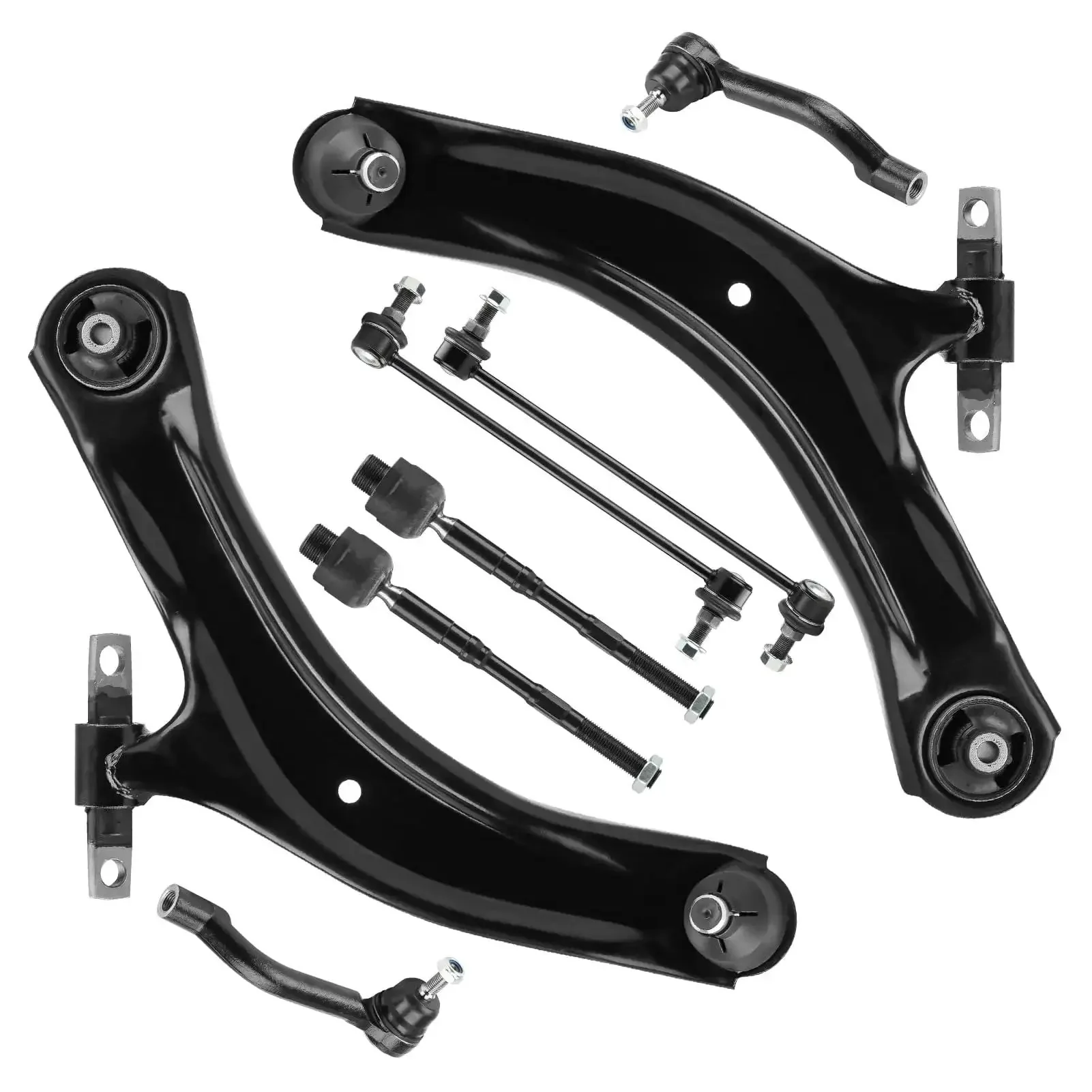 Beefed Up Nissan Rogue Front Lower Control Arm Kit With End Link Sway Bar And Inner Tie Rod Ends For 2008-2013 And Select 2014-2015 Includes Driver And Passenger Outer And Inner Suspension 8 Piece Kit MS30194 MS30195