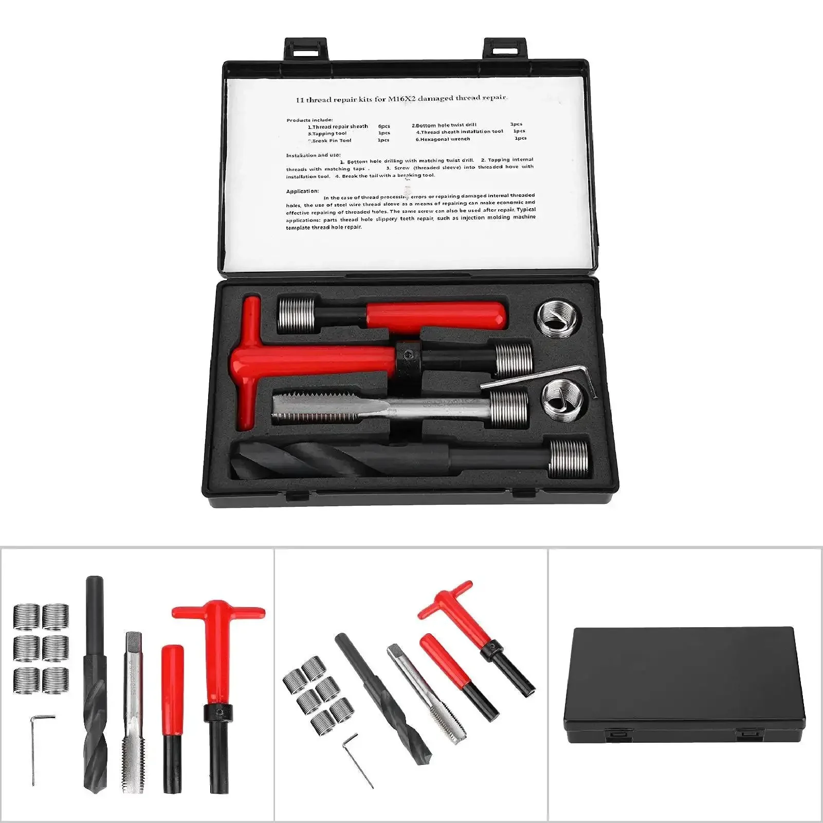 Beefed Up Thread Repair Kit For Damaged Threads M16x2 With Stainless Steel Inserts Drill Tap Wrench And Insertion Tool For Aluminum And Steel Repairs Fast - Image 4
