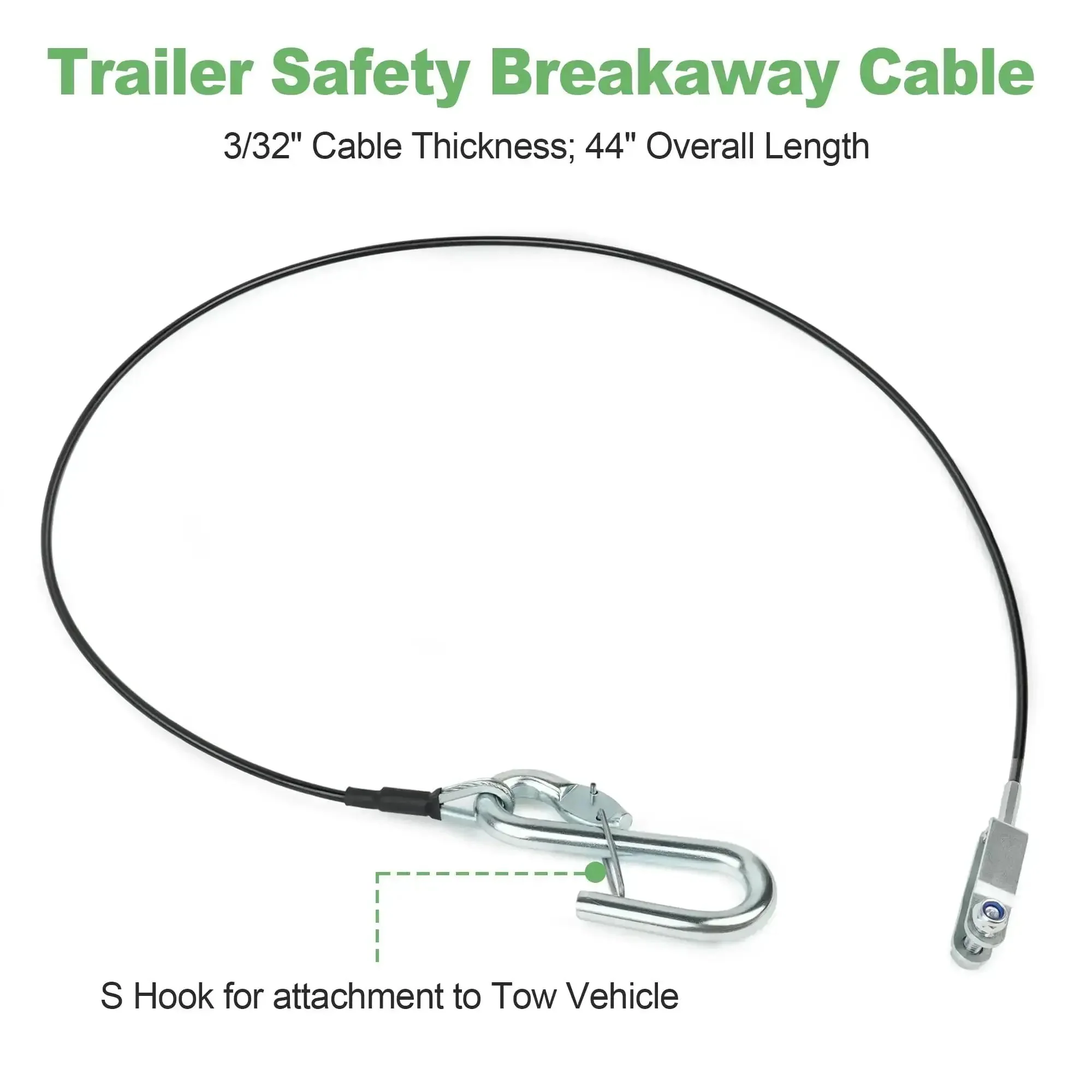 Beefed Up Trailer Brake Hydraulic Surge Actuator Breakaway Cable Assembly For DA10 DA16 DA20 DA91 Actuators 3/32 Inch Cable 44 Inch Overall Length S Hook Tow Attachment Sturdy Safety Kit For Reliable Stopping - Image 6