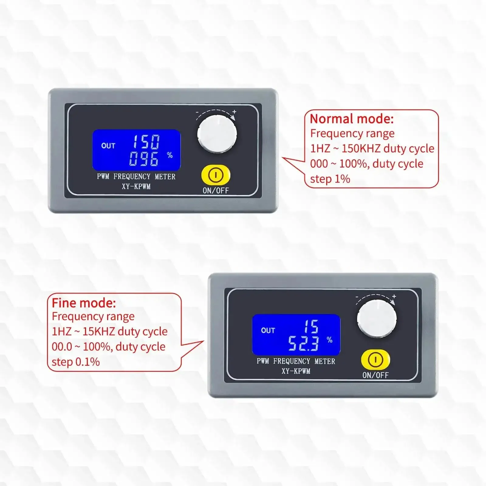 Beefy 1-Channel PWM Signal Generator XY-KPWM Dual Mode From 1Hz To 150kHz With Fine Mode 1Hz-15kHz 0.1% Duty Step LCD Display 3.3-30V Supply 5-30mA Output Compact Pulse Generator Module In Durable Shell - Image 6