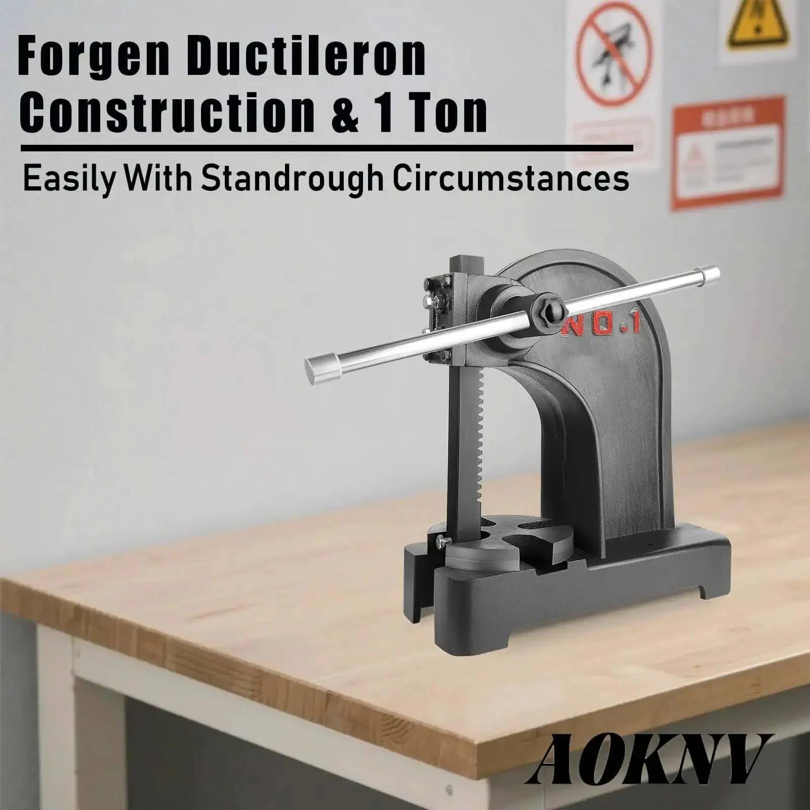 Beefy 1 Ton Manual Arbor Press With Hand Wheel For Desktop Punching, Stamping, Bending And Forming Leather And Metal, 9.76 In Long By 4.49 In Wide By 11.73 In High, 5.5 In Stroke, Heavy Duty Crafting Tool - Image 4