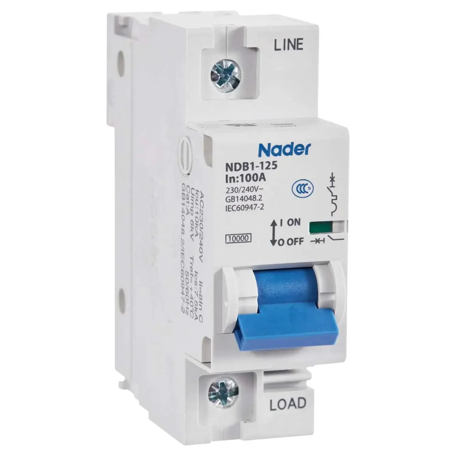 Beefy 100A Din Rail Mount Circuit Breaker, 240V AC, 60V DC, 1 Pole, C Trip Curve, UL 1077 Listed, Visual Trip Indicator, Industrial Grade Breaker For Control Panels And Electrical Cabinets