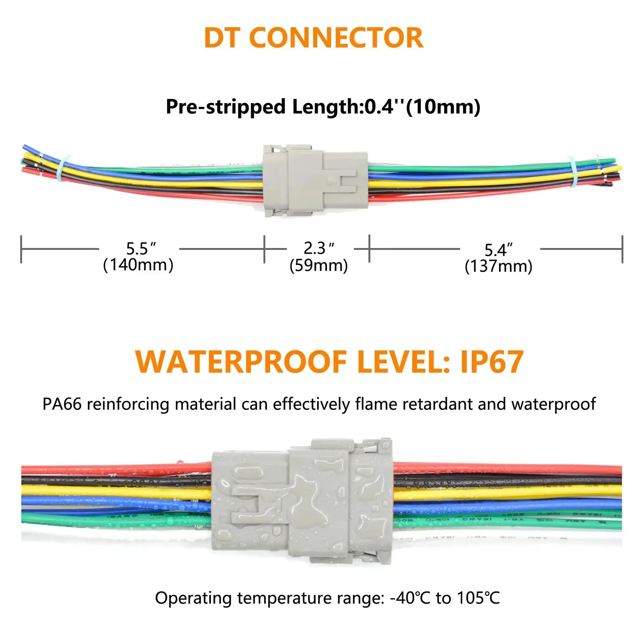 Beefy 12 Pin Deutsch DT Waterproof Automotive Electrical Butt Connector Kit With 16 AWG Wires And Heat Shrink Tubes For Cars Trucks Boats Plug And Play Wiring Harness Connectors Set - Image 6
