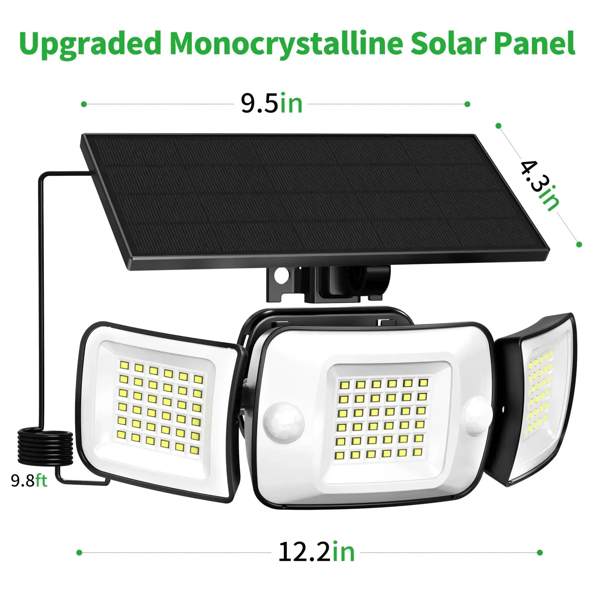 Beefy 1200 Lumen Solar Flood Light Outdoor Waterproof With Dual Motion Sensor All Night Dusk To Dawn Security Lighting Remote Included 6000mAh Battery 10ft Cable Weatherproof Exterior For Garden Driveway Patio - Image 4