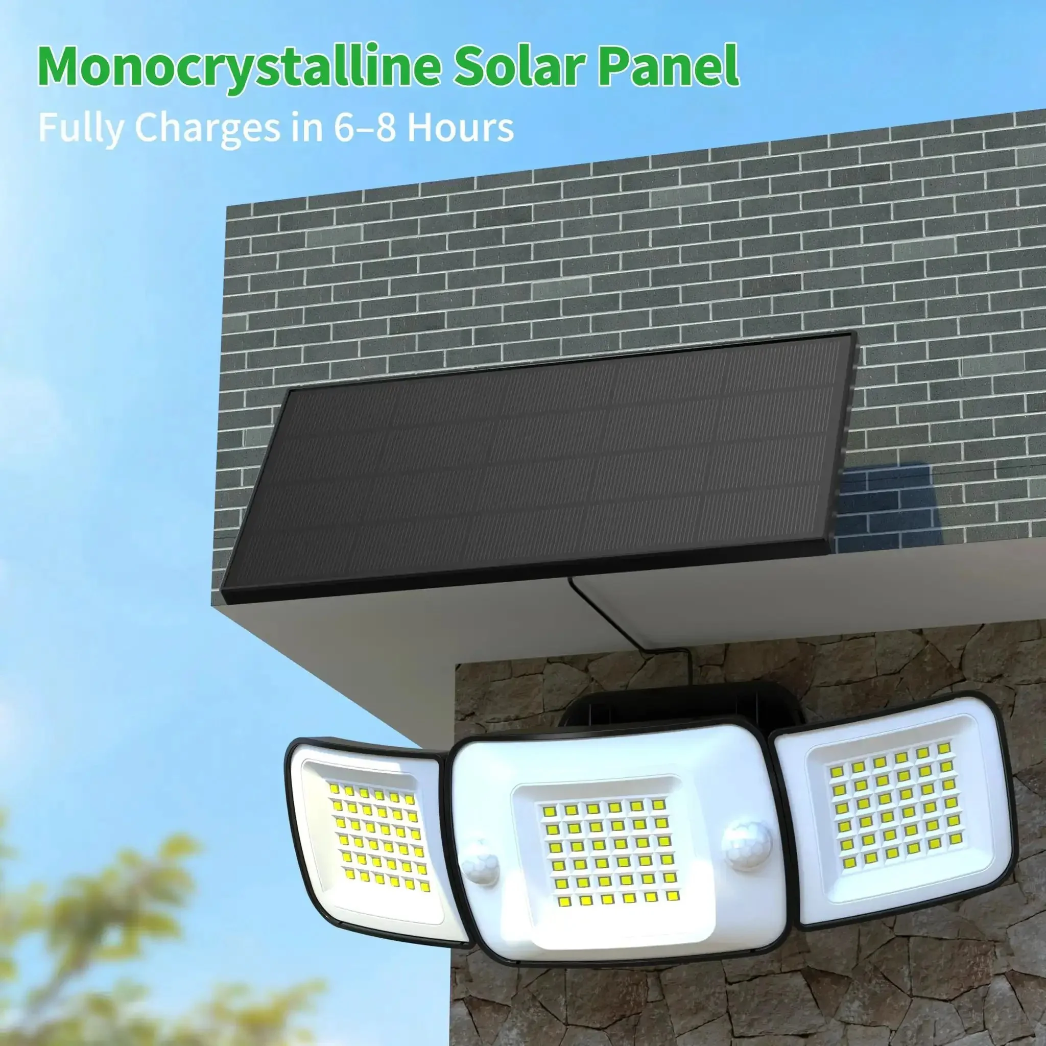 Beefy 1200 Lumen Solar Flood Light Outdoor Waterproof With Dual Motion Sensor All Night Dusk To Dawn Security Lighting Remote Included 6000mAh Battery 10ft Cable Weatherproof Exterior For Garden Driveway Patio - Image 9