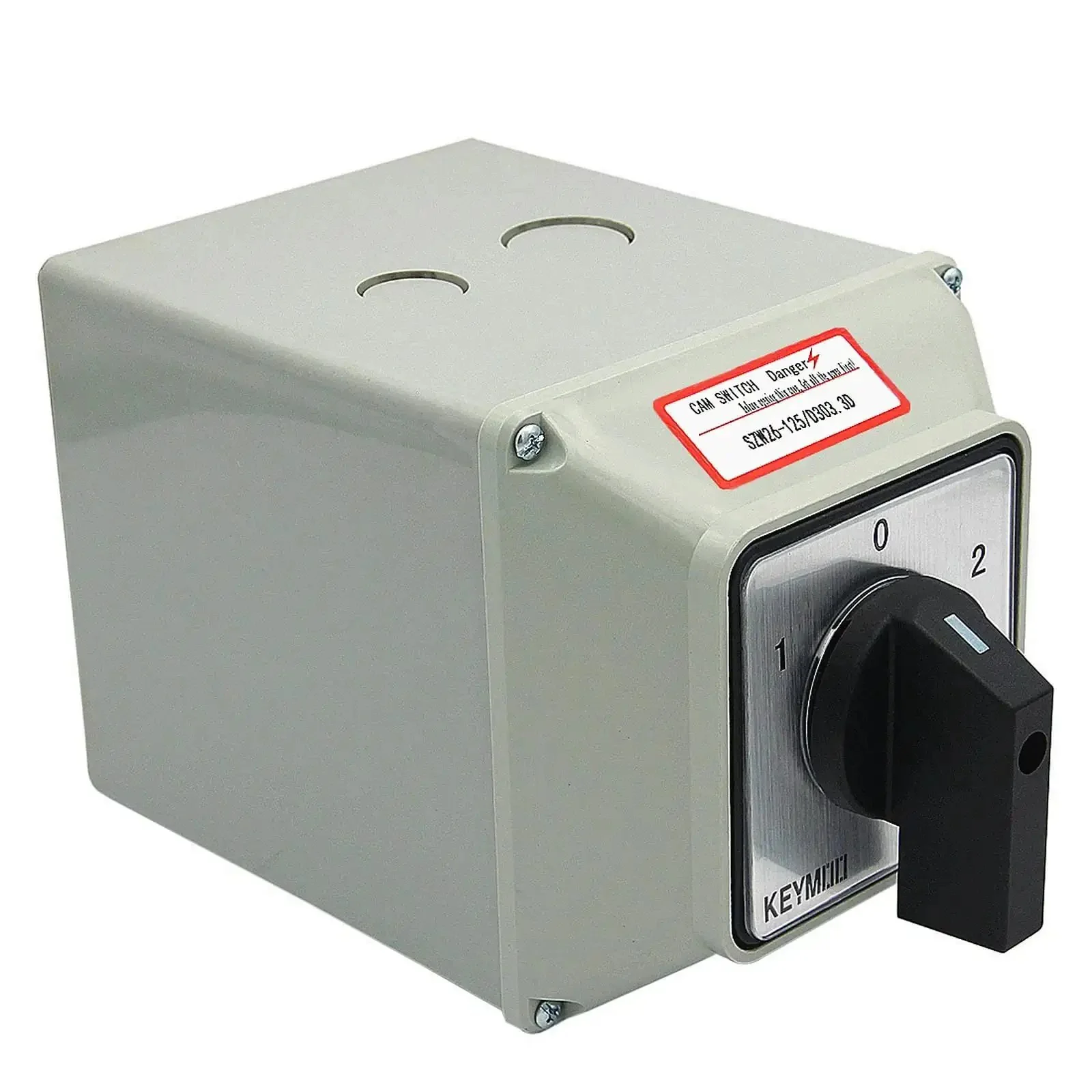 Beefy 125A Rotary Changeover Switch With Master Enclosure Box, 3 Pole 3 Phase, 3-Position On Off On, 2-Way 3NO 3NC, 12 Terminals, 660V, IP65 Outdoor Grade Selector Switch