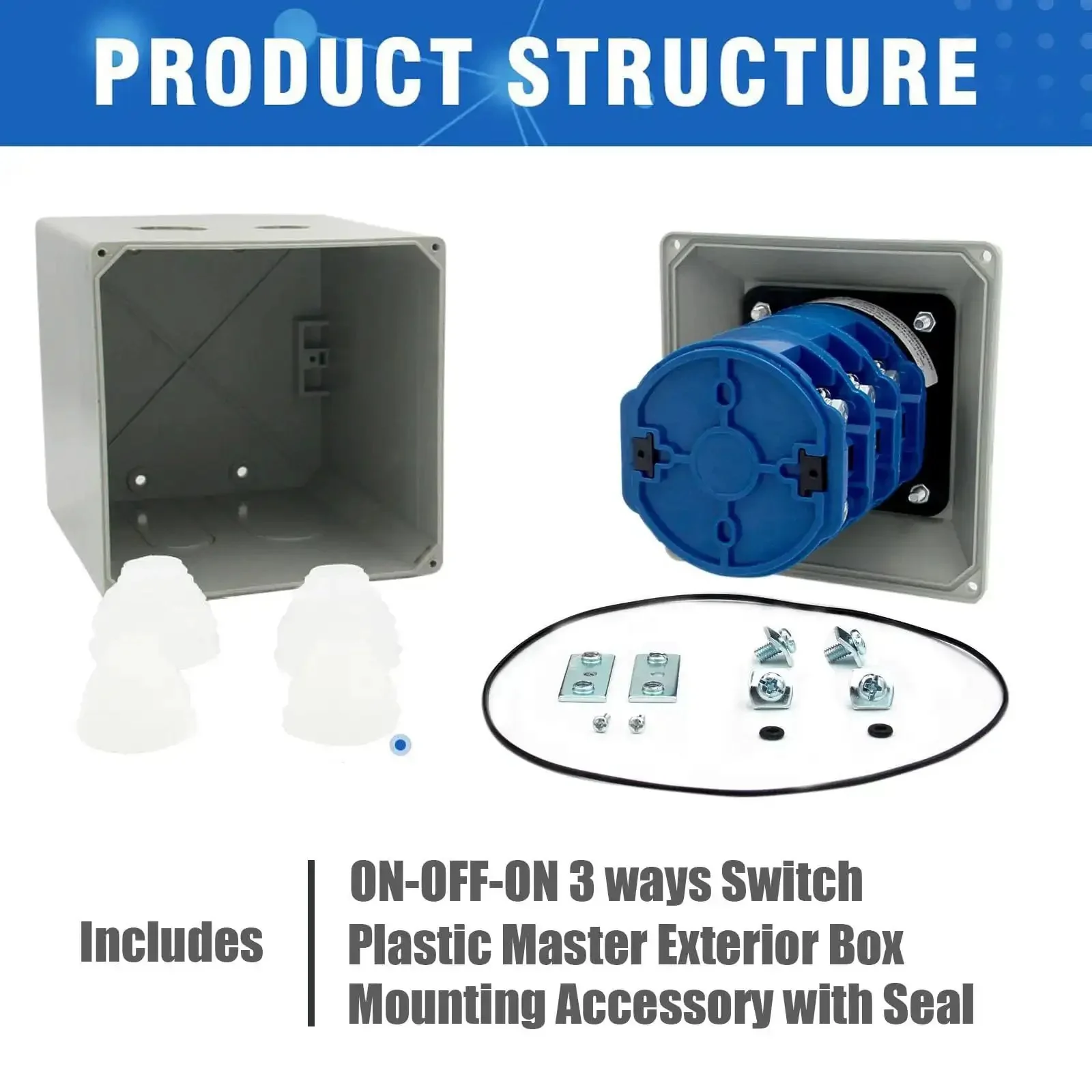 Beefy 125A Rotary Changeover Switch With Master Enclosure Box, 3 Pole 3 Phase, 3-Position On Off On, 2-Way 3NO 3NC, 12 Terminals, 660V, IP65 Outdoor Grade Selector Switch - Image 5