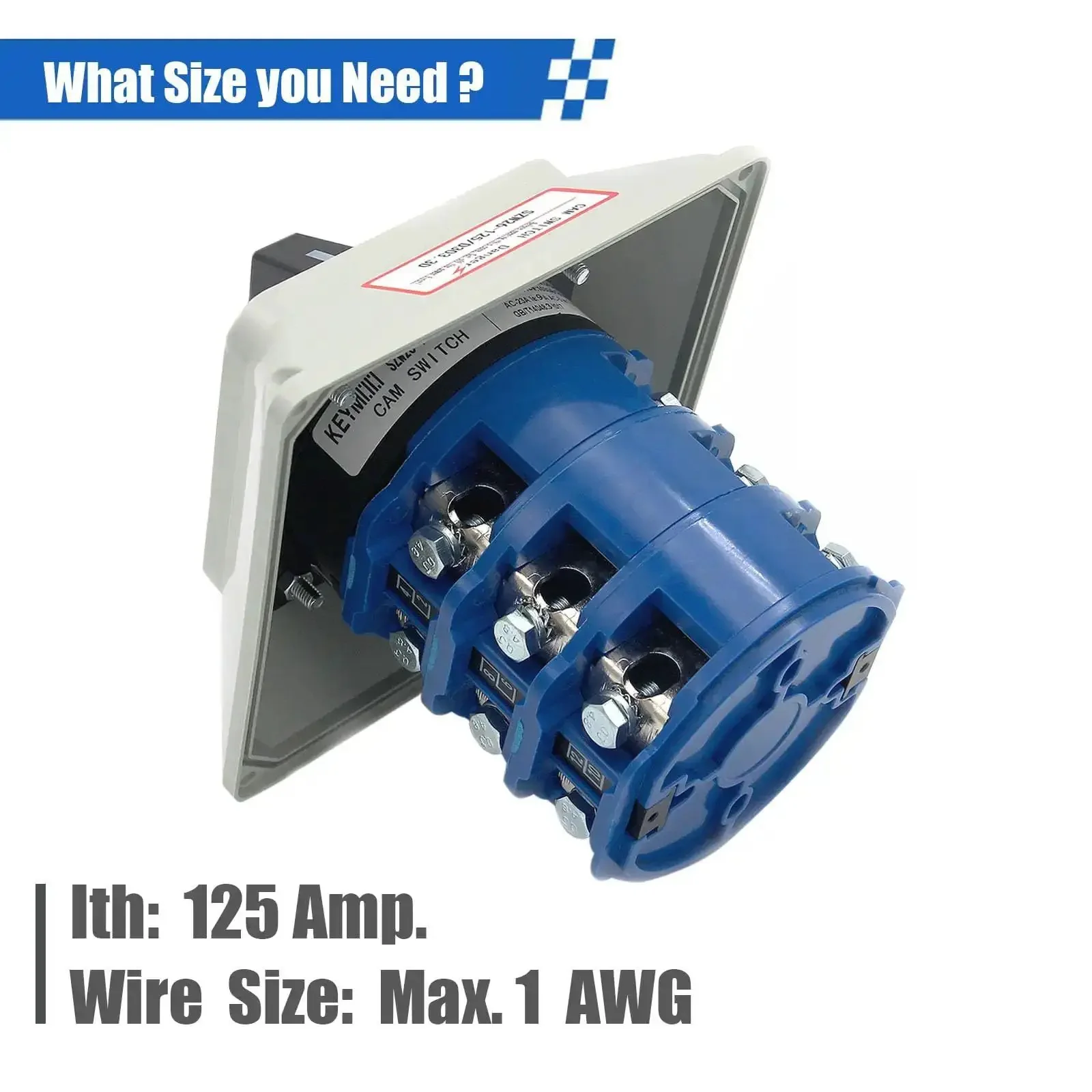 Beefy 125A Rotary Changeover Switch With Master Enclosure Box, 3 Pole 3 Phase, 3-Position On Off On, 2-Way 3NO 3NC, 12 Terminals, 660V, IP65 Outdoor Grade Selector Switch - Image 6