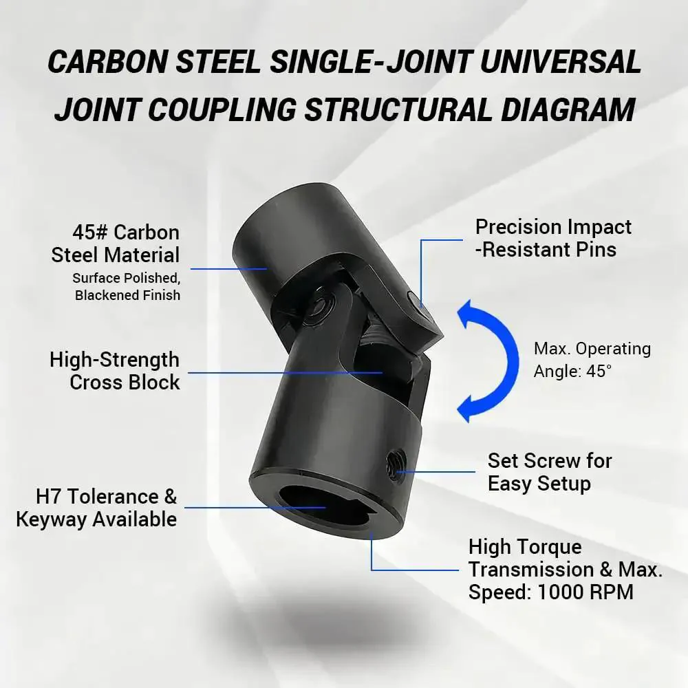 Beefy 12mm To 12mm Universal Joint Coupling For RC Cars And Robots, 25mm Dia By 56mm Length Carbon Steel U Joint Rotatable Steering Shaft Connector, High Torque DIY Model Motor Linkage For Hobbyists - Image 4