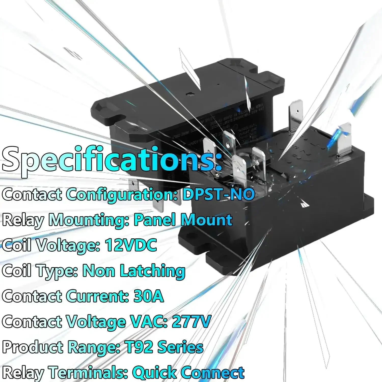 Beefy 12V DC 30A General-Purpose Relay For PCB Or Panel Mount, DPST-NO, Flange, High-Power Performance, Plug-And-Play Ready, Versatile Industrial And Home Use, 2-Pack - Image 7