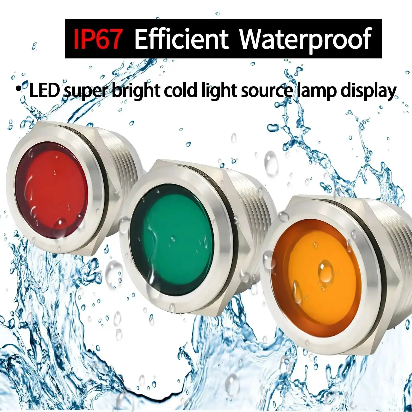Beefy 12V Indicator Light IP67 Waterproof 22mm Mounting Hole Stainless Steel 304 Heavy Duty Signal Lamp LED Red And Green DC To AC 12 To 24V Pack Of 2 Screw Terminal Easy Install 20mA Current Draw Ideal For Control Panels - Image 7