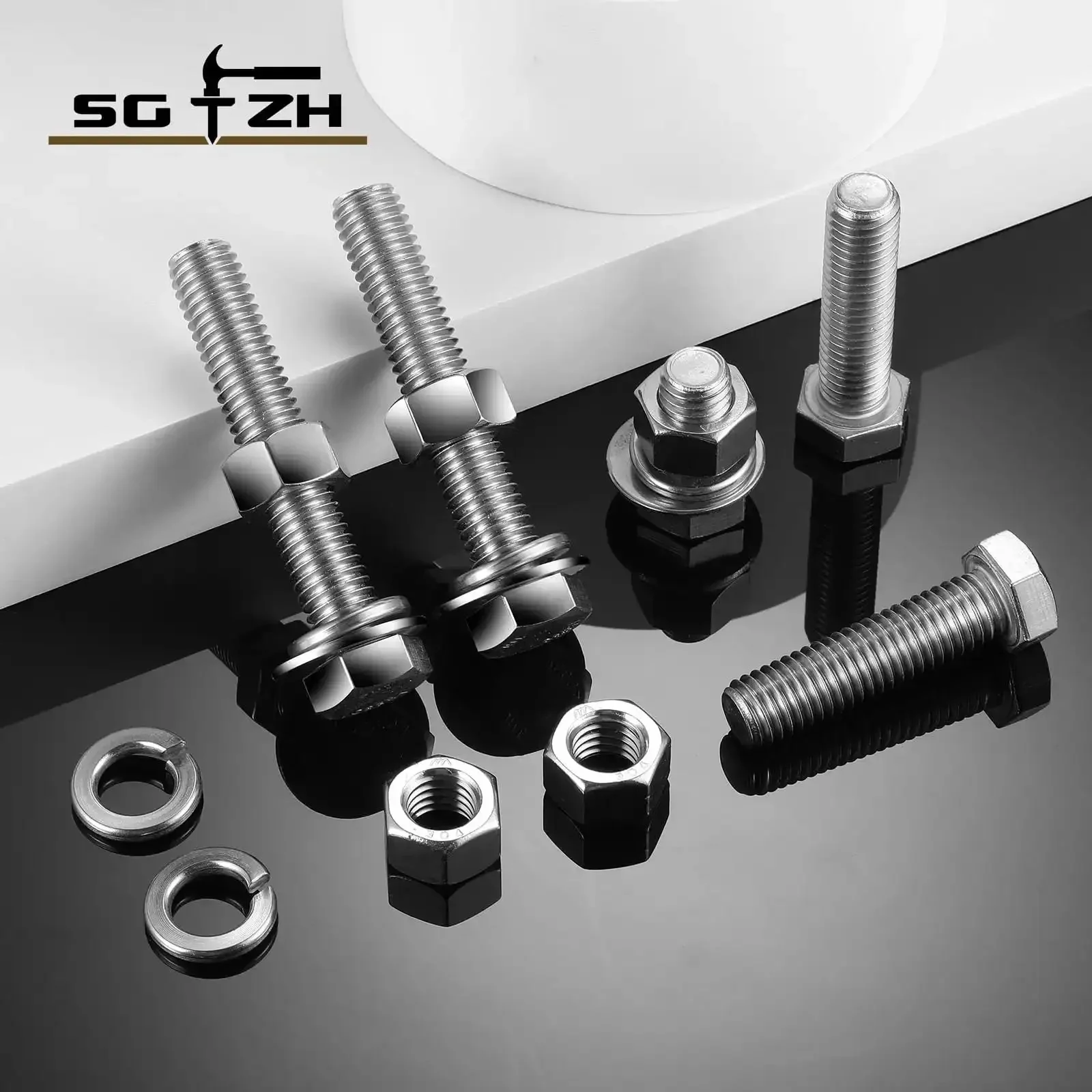 Beefy 1/4-20 Hex Head Bolt Kit With Nuts, Flat And Lock Washers, 20 Pcs, 304 Stainless Steel, Fully Threaded, Heavy Duty Hardware Set For DIY Projects And Home Repairs - Image 2
